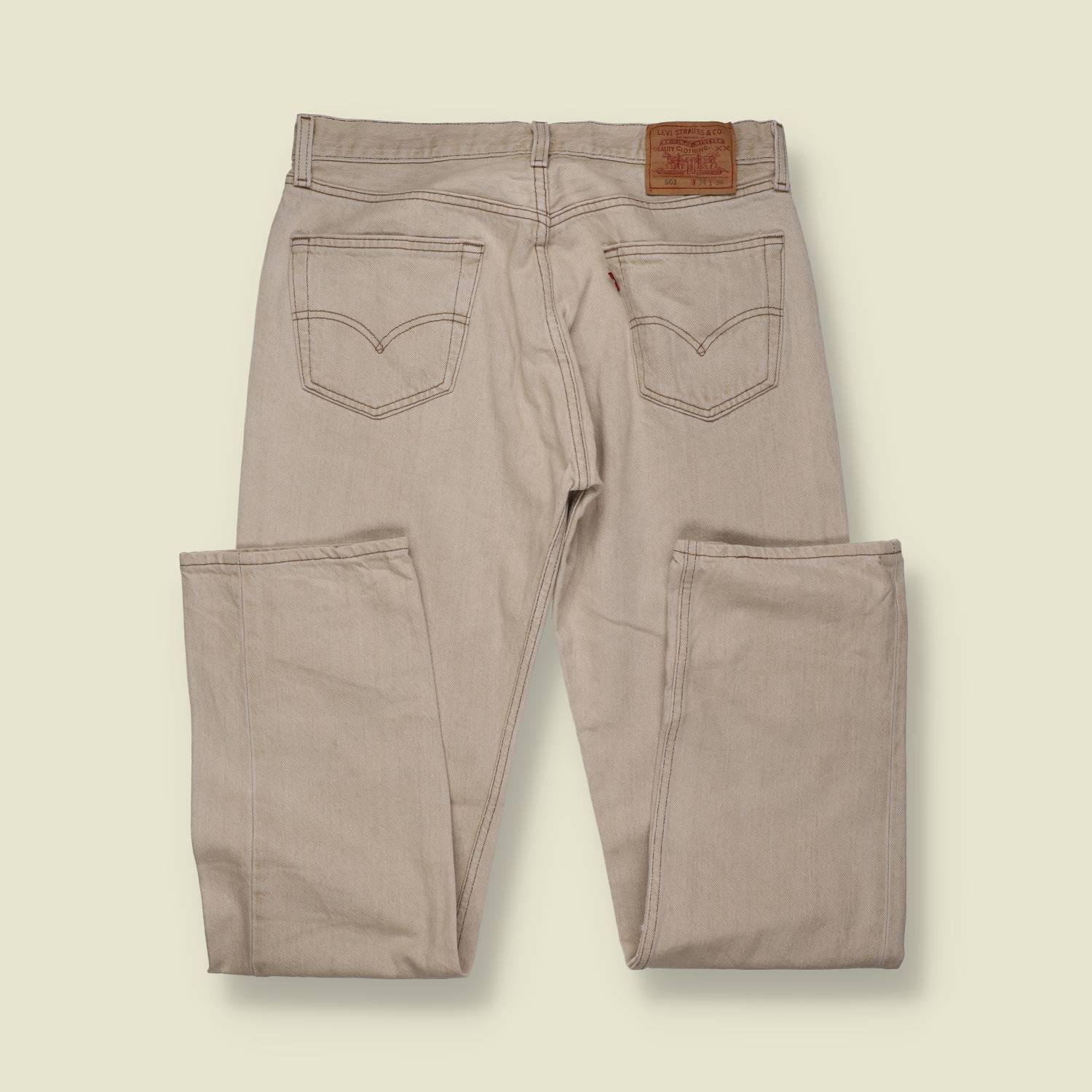 1980s–1990s | Levi’s 501 | Made in USA | Original Denim Jeans | Warm Stone – w32