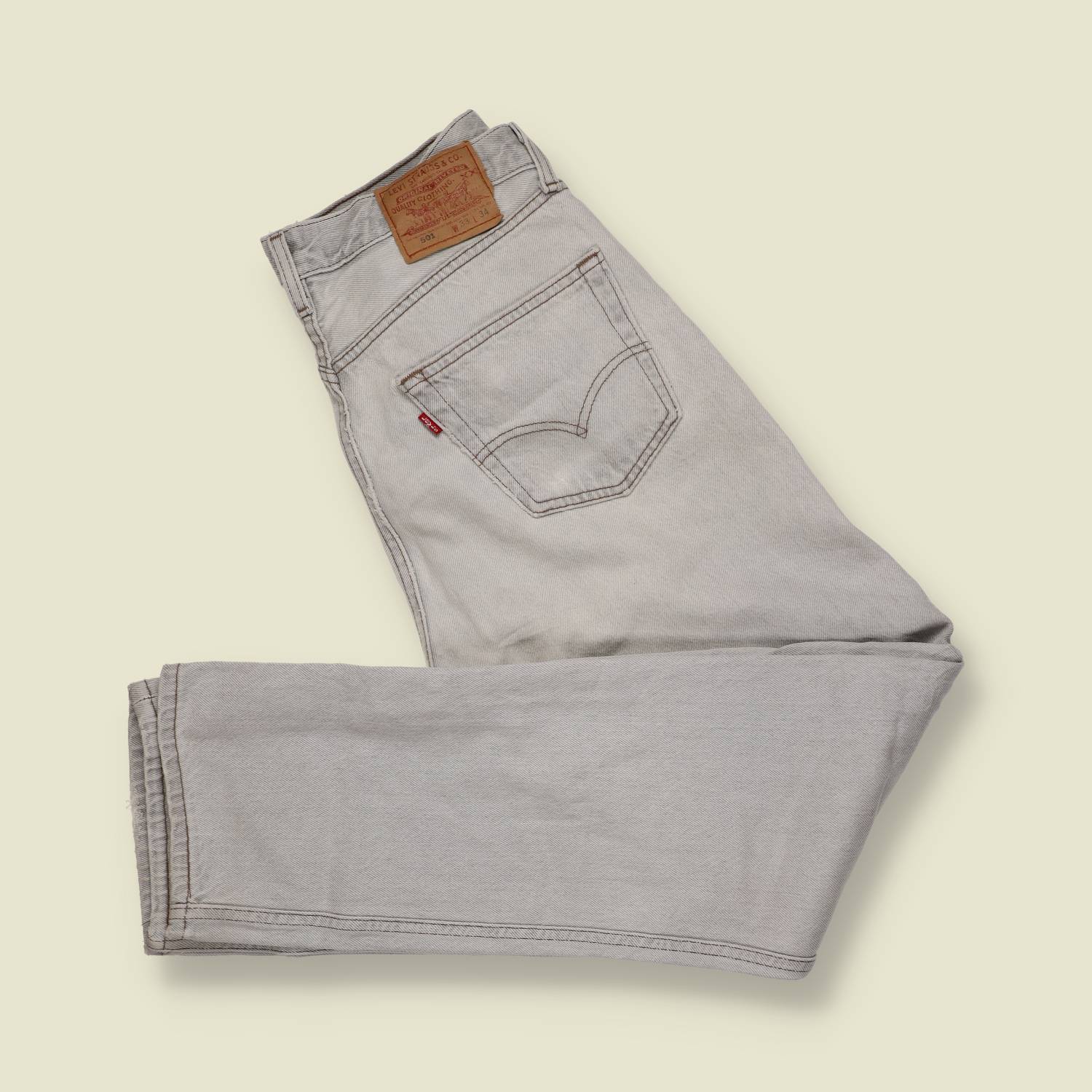 1980s–1990s | Levi’s 501 | Made in USA | Original Denim Jeans | Pale Grey – w32