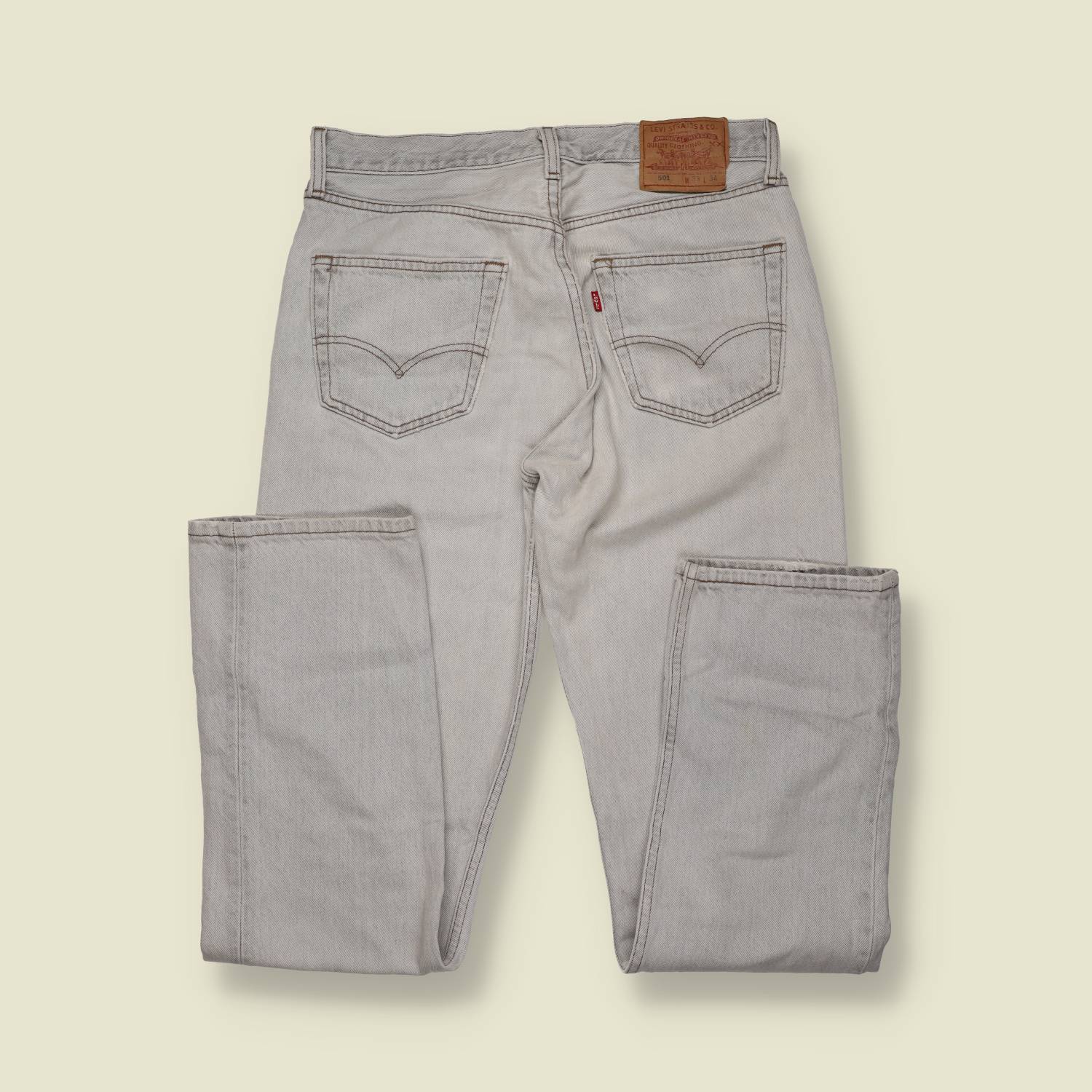 1980s–1990s | Levi’s 501 | Made in USA | Original Denim Jeans | Pale Grey – w32