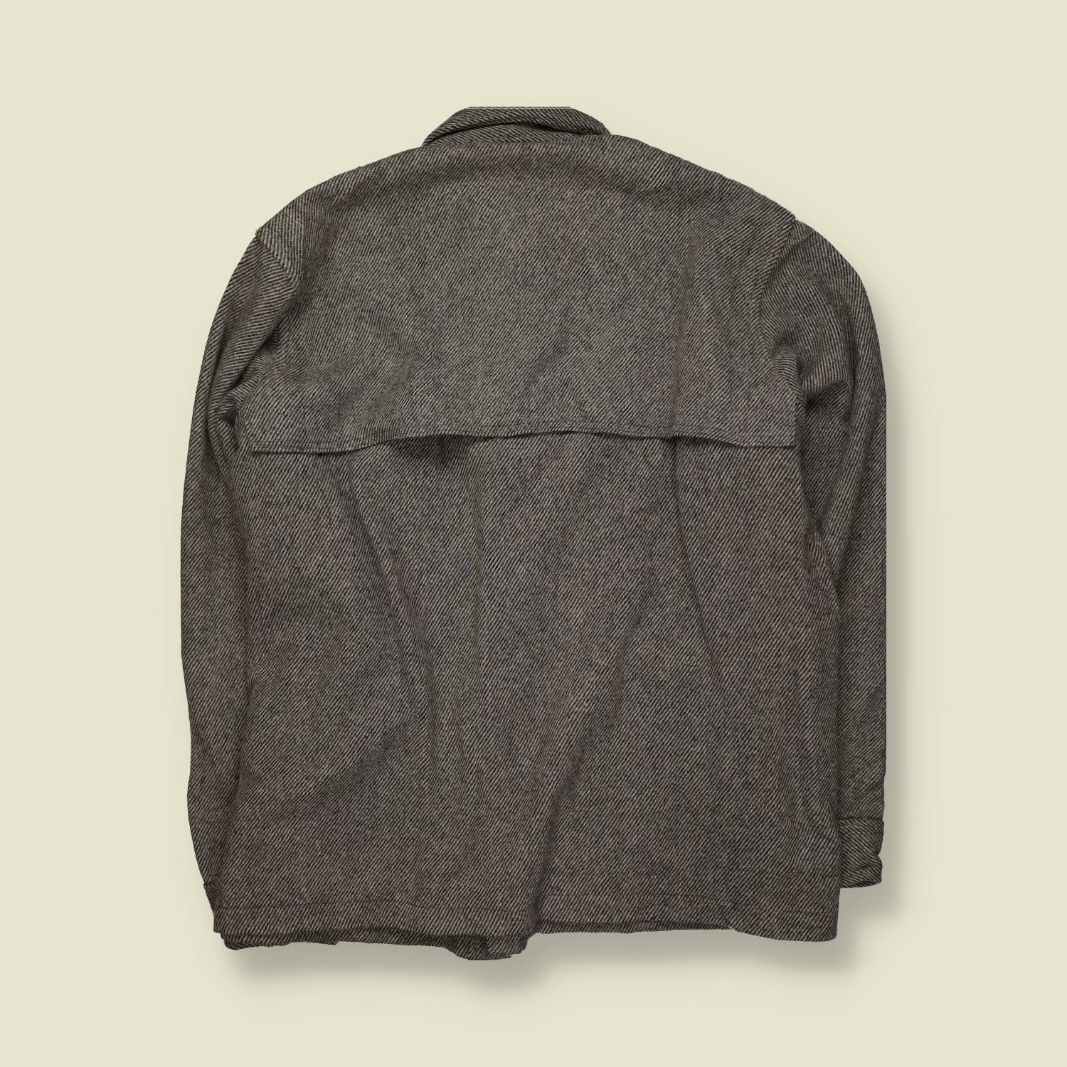 1970s–1980s | Woolrich | Heavy Wool Overshirt / Jacket | Grey Herringbone | Made in USA – XXXXL