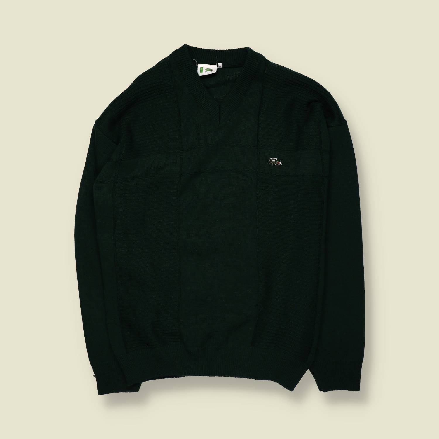 1990s | Lacoste | V-Neck Knit Jumper | Green - M/L