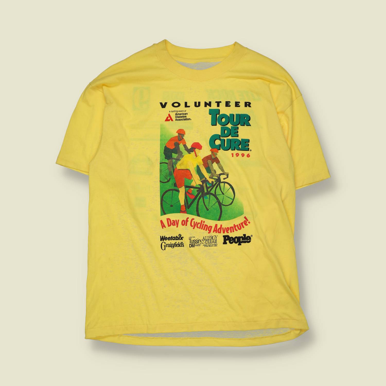 1996 | Tour de Cure | Volunteer Event T-Shirt | Yellow – L