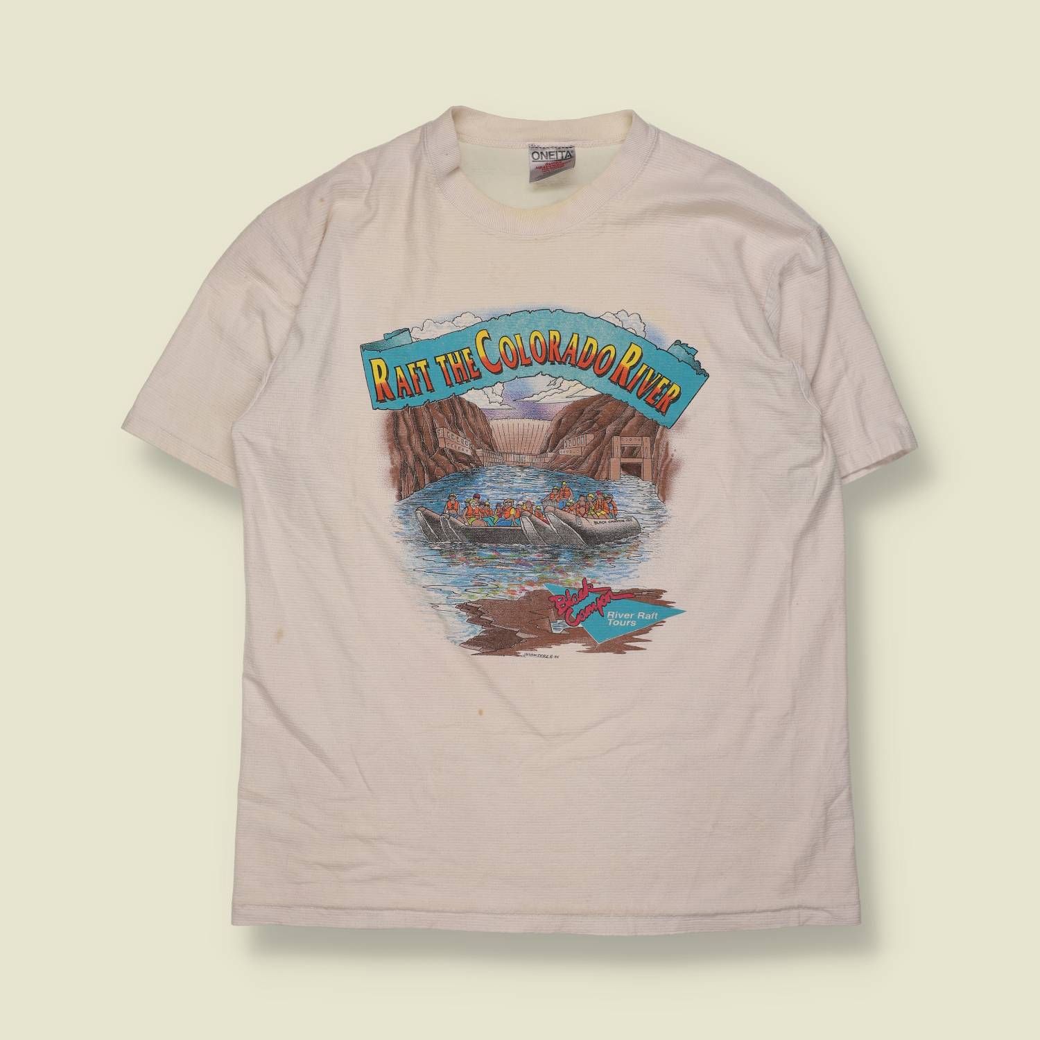 1995 | Oneita | Raft The Colorado River Graphic T-Shirt | Off white – M