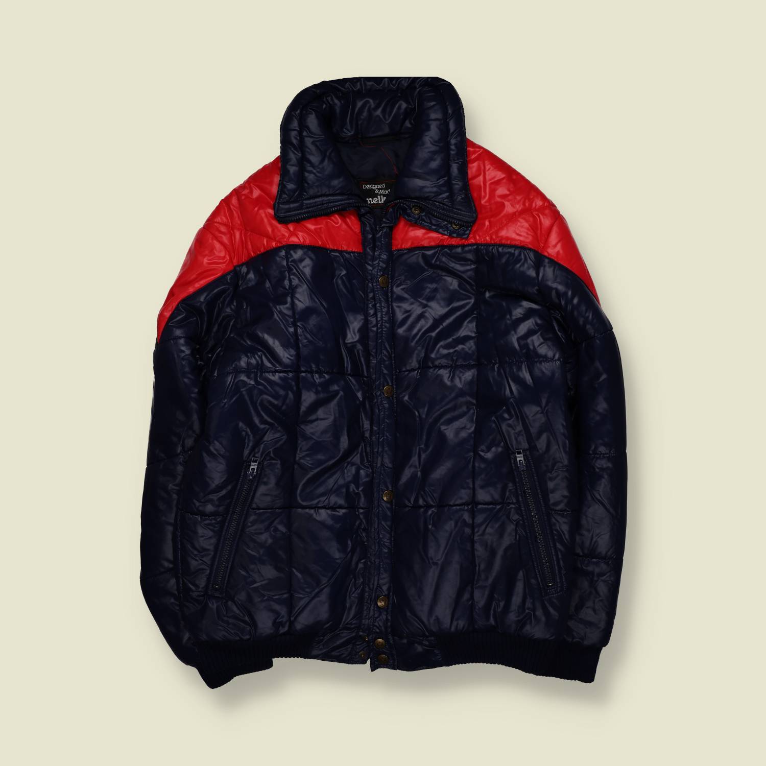 1970s | Meka | Padded ski jacket | Navy / Red - L