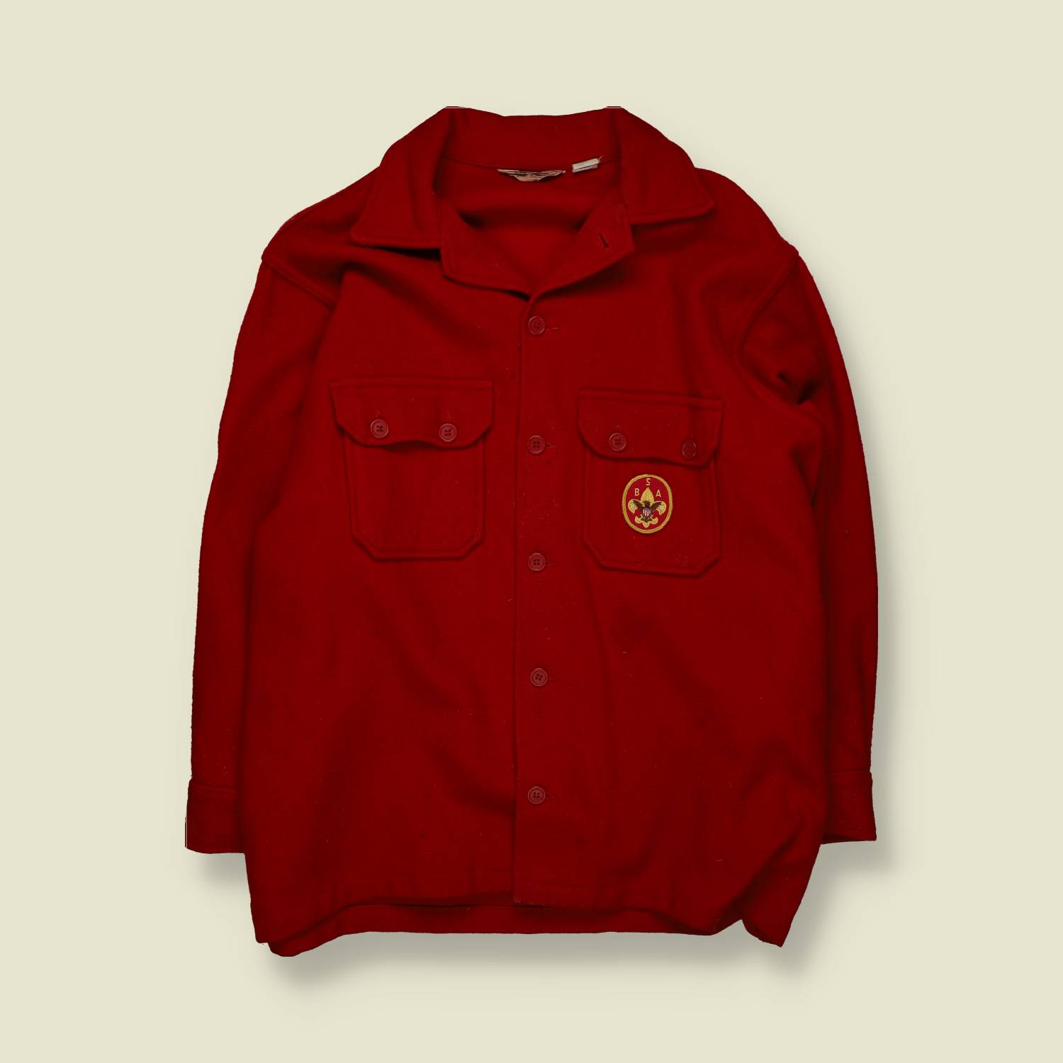 1990s | Boy Scouts of America | BSA Wool Overshirt | Red – XXXL