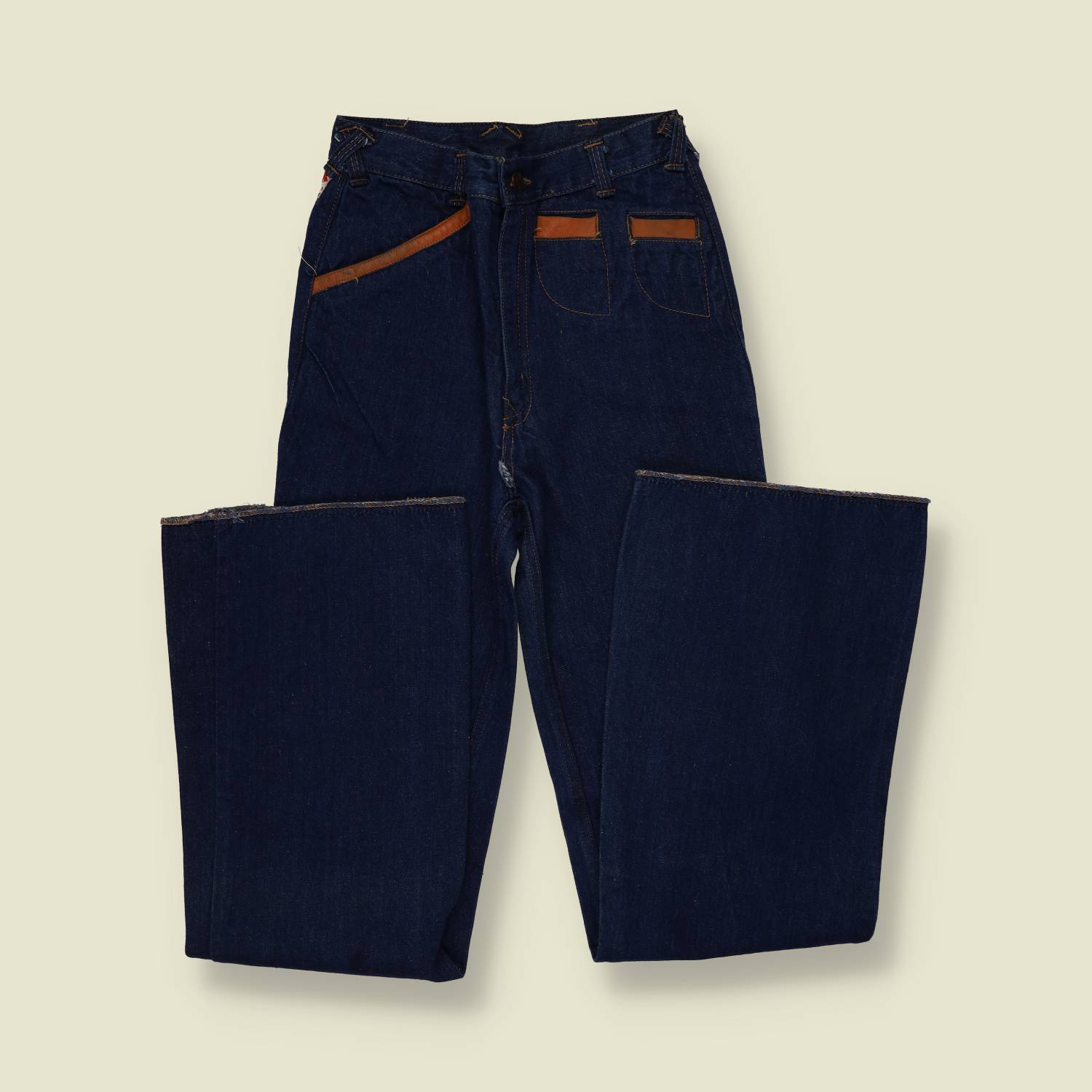 1970s | Dark Indigo High Waist Denim Flares - w26