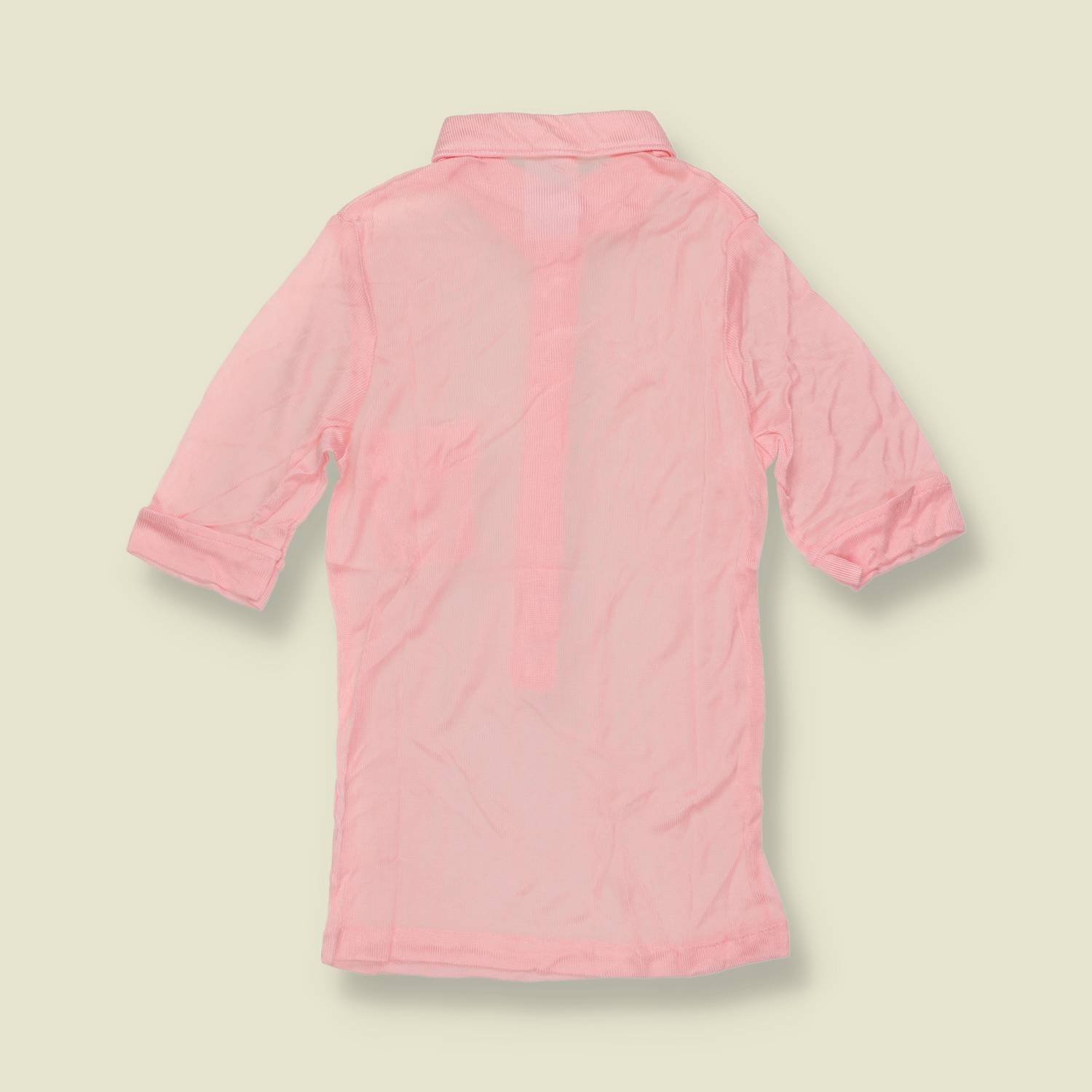 1970s | TGL | Pink Half Placket Acetate Top - Deadstock - 2