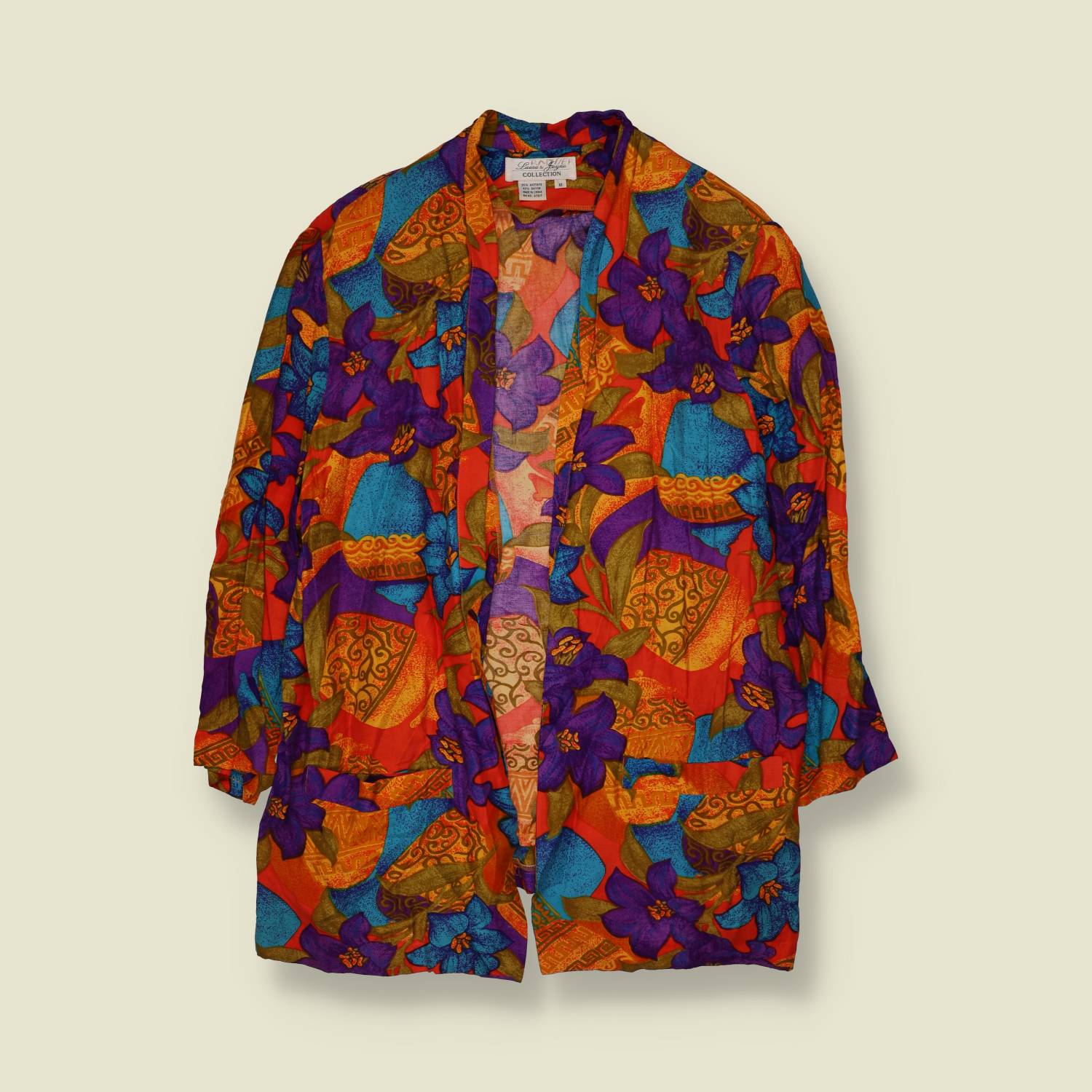 1980s | Leanza de Palquin Collection | Tropical Floral Print Open Jacket - 12