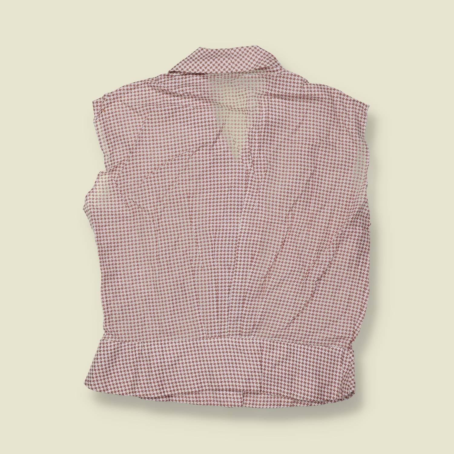 1980s | Red Houndstooth Sleeveless Blouse - 10