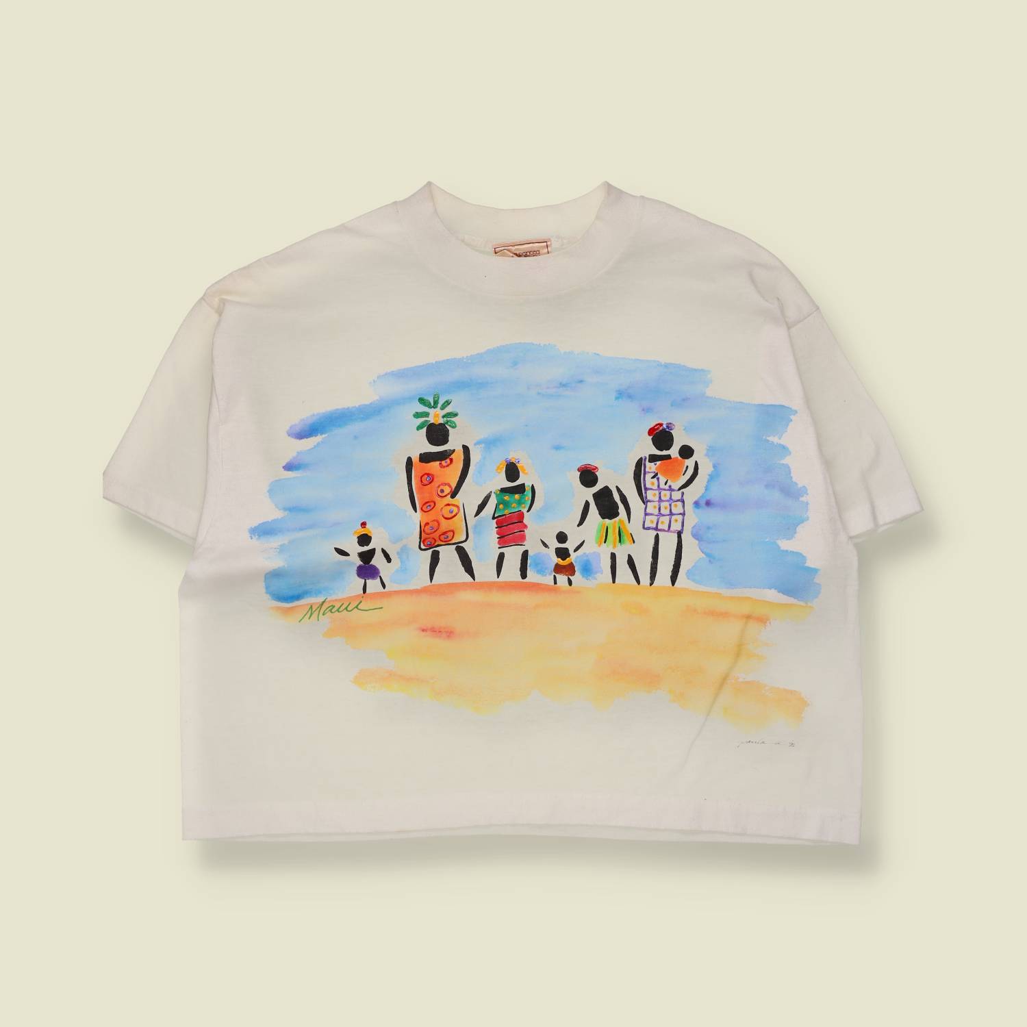 1990 | White Maui Watercolour Graphic Cotton Tee - 18