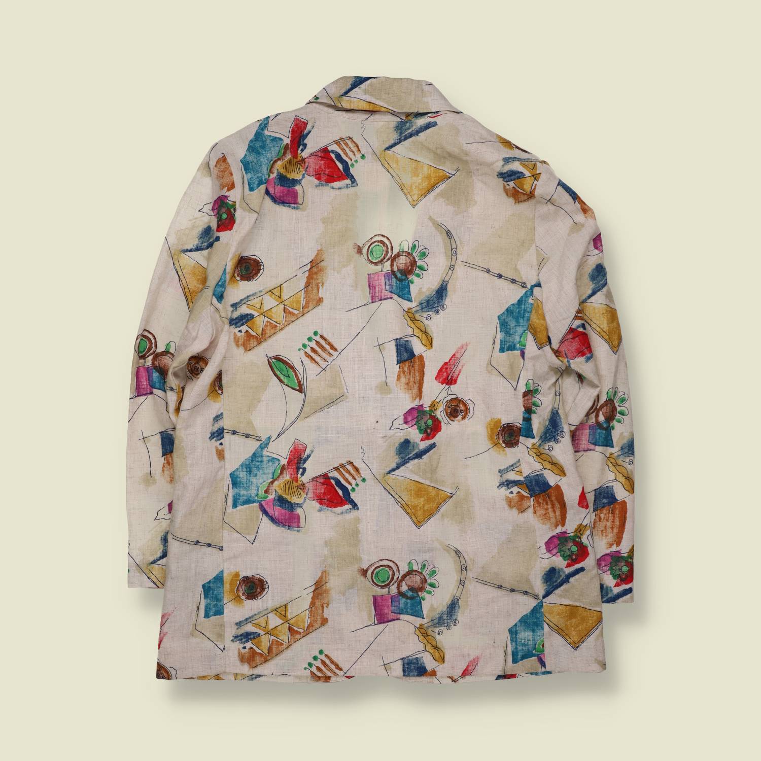1980s | Reflections | Abstract Print Blazer | Cream & Multi - 14