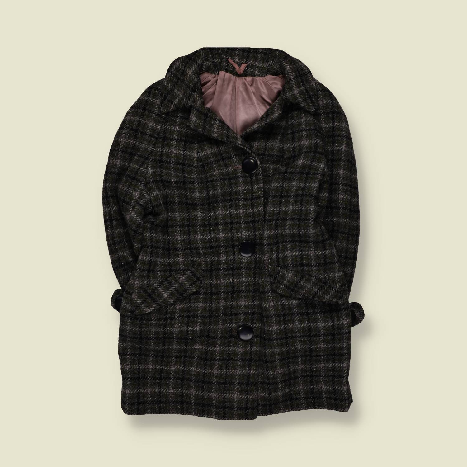 1950s | Pringle of Inverness | Checked Wool Coat | Grey & Black - 14