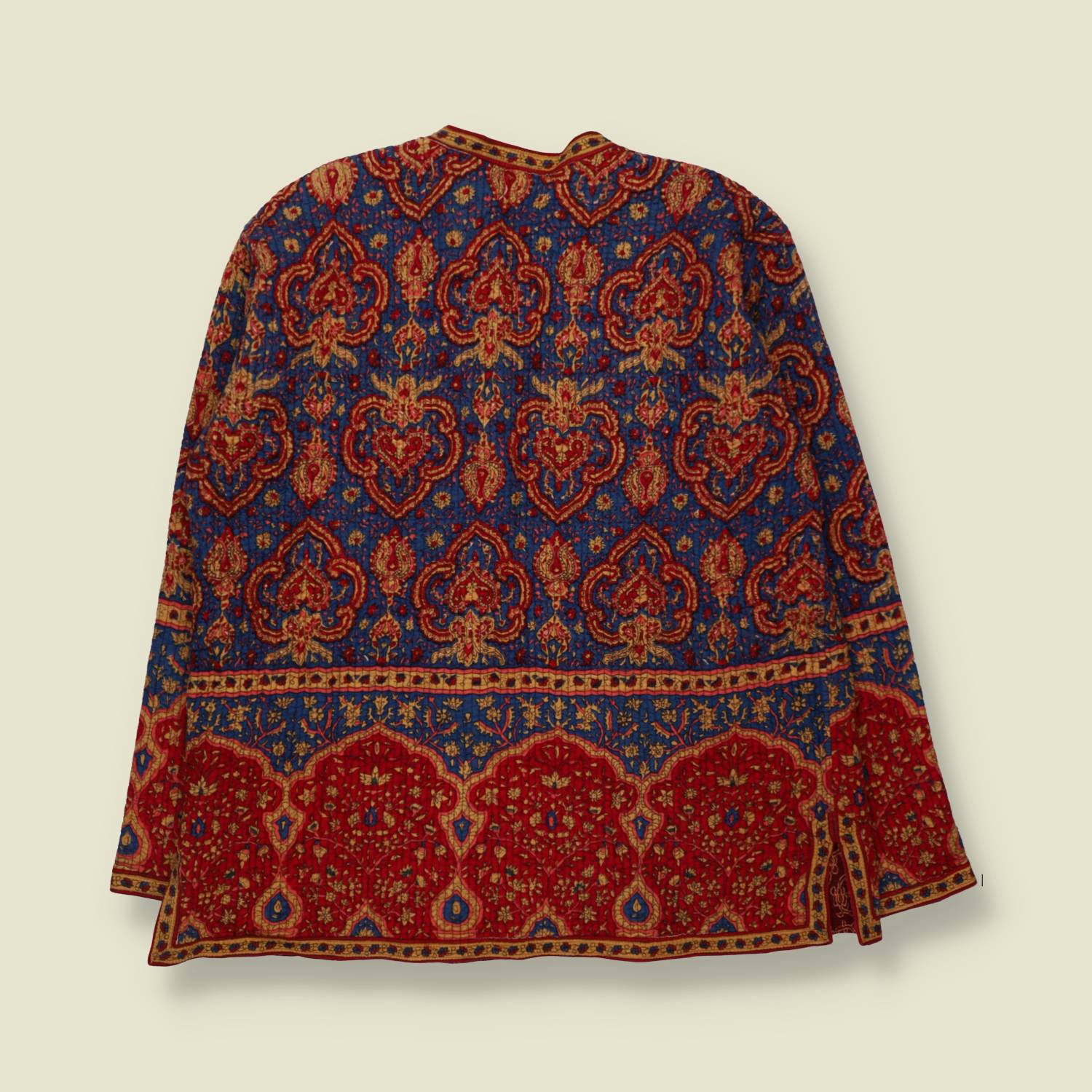 1980s | Reversible Block Print Quilted Jacket | Blue & Red - 14