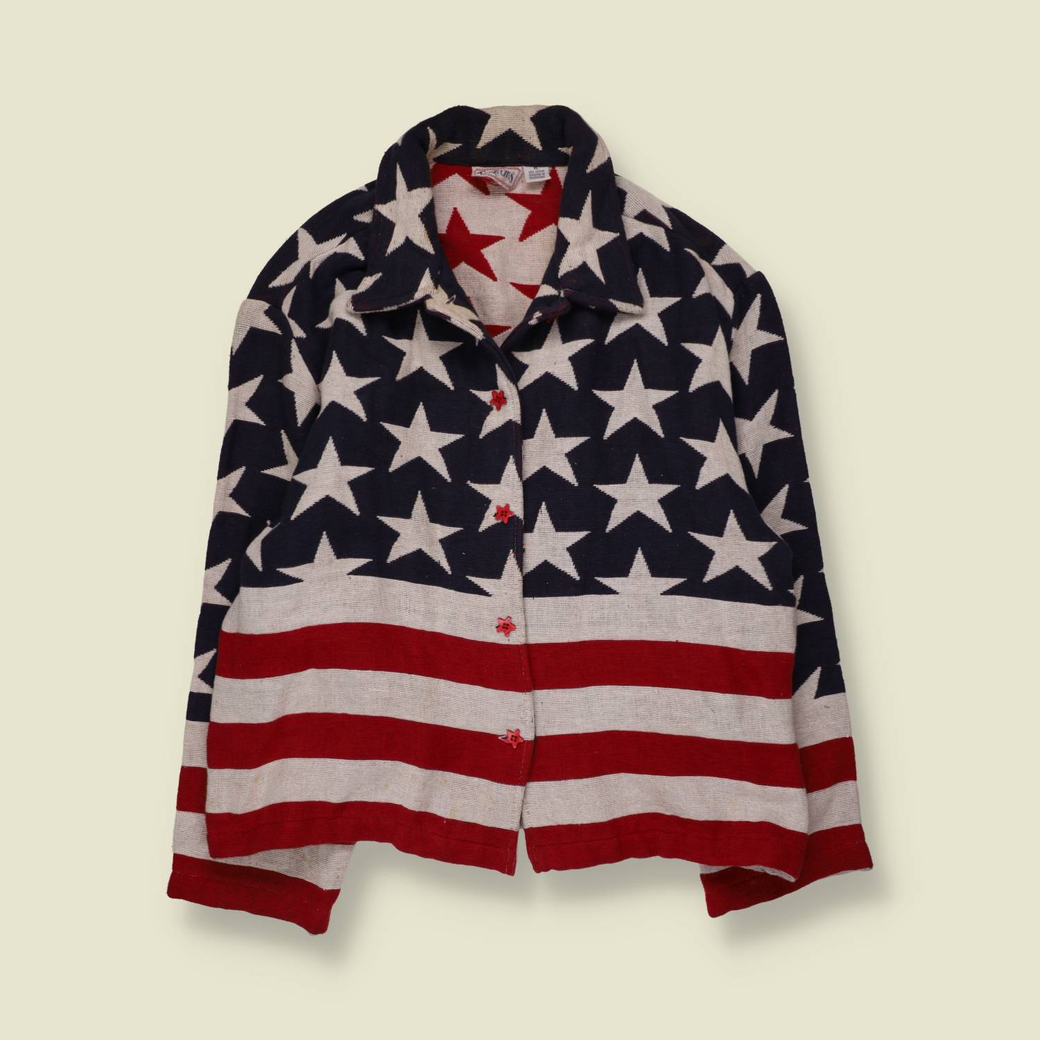 1980s | Stars and Stripes Blanket Jacket | Navy & Red - 20