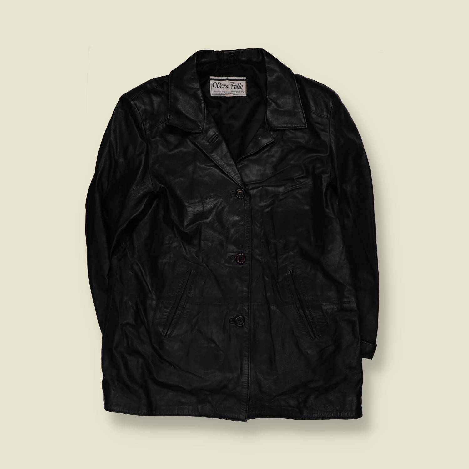 1990s | Vera Pelle | Leather Jacket | Black - 16