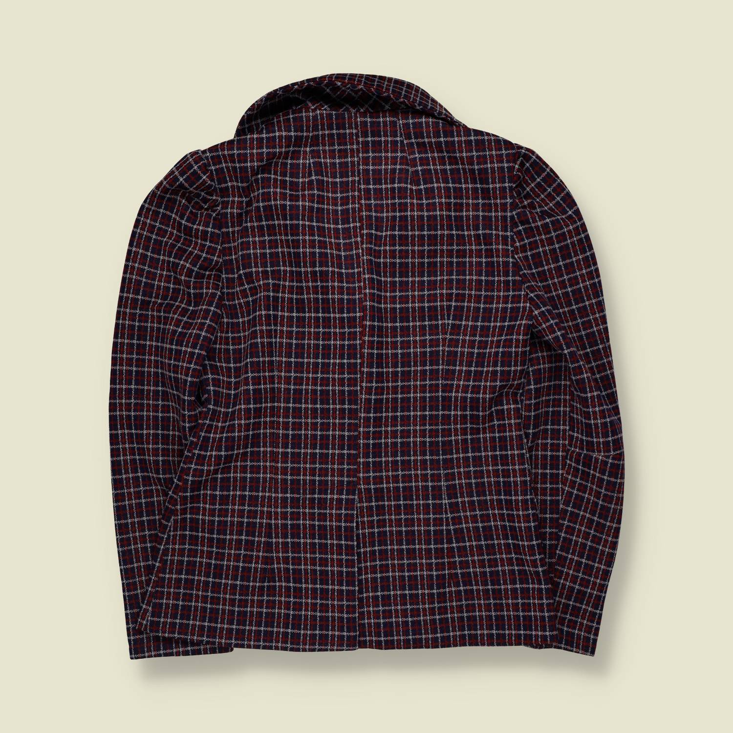 1970s | Checked Jacket | Burgundy & Navy - 10