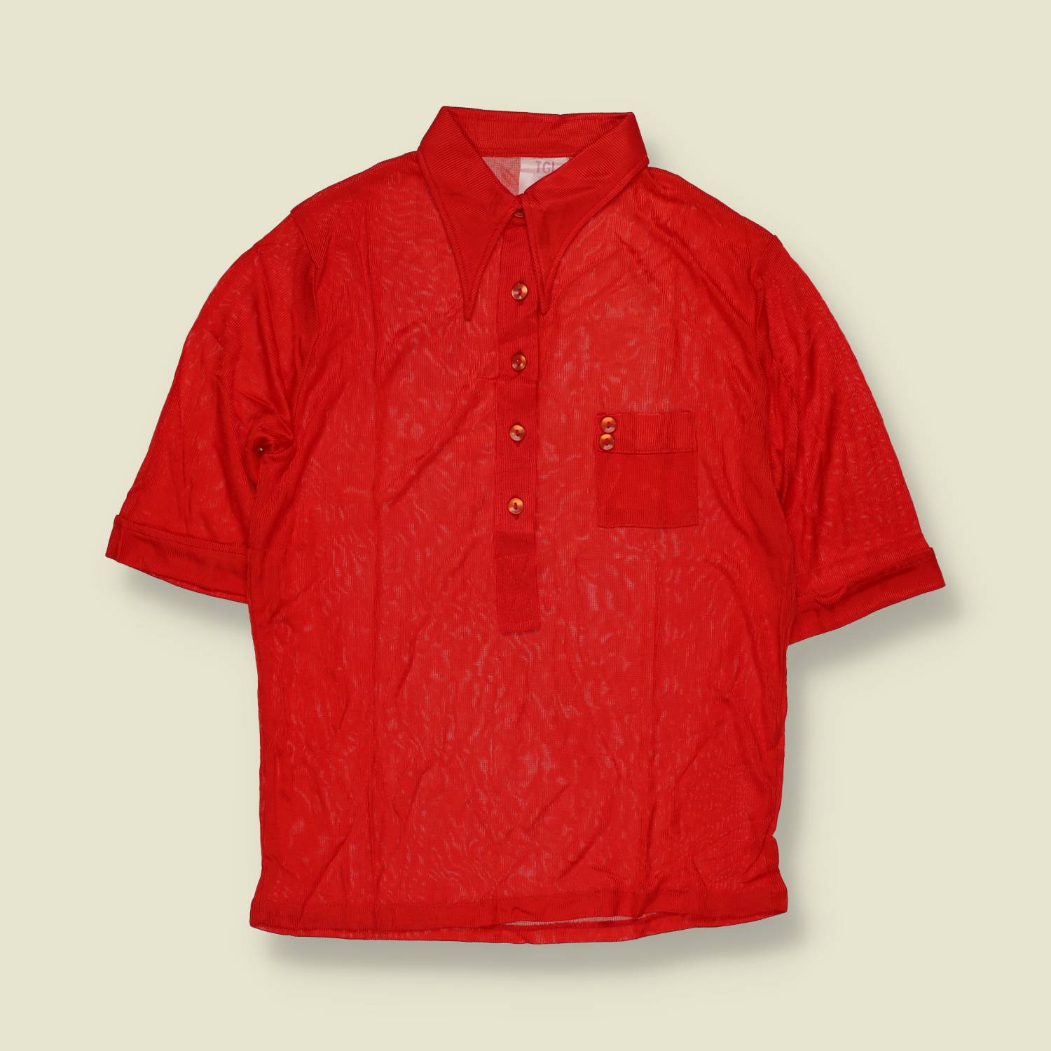 1970s | TGL | Deadstock Acetate Blouse | Red - 8