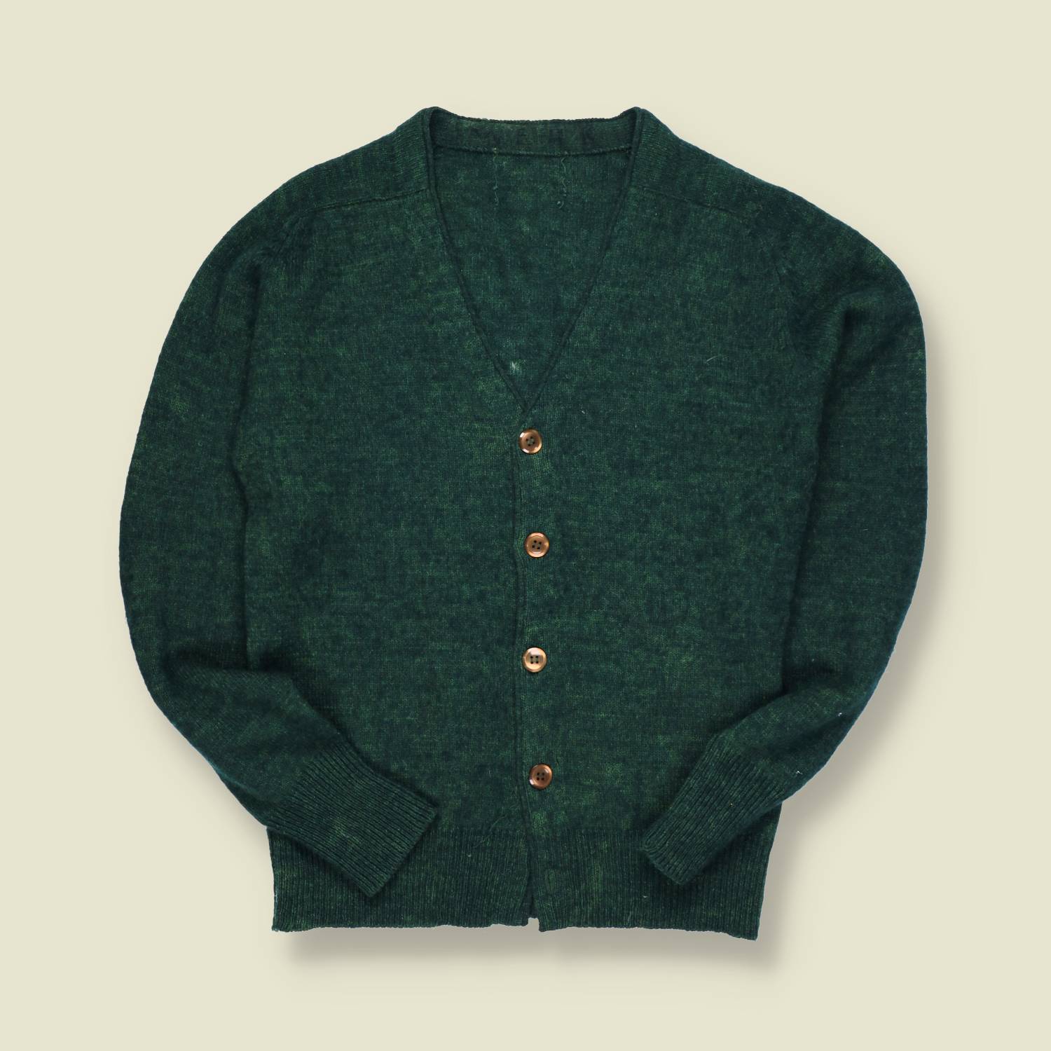 1960s–70s | Unbranded | Wool Cardigan – Forest Green - XS/S