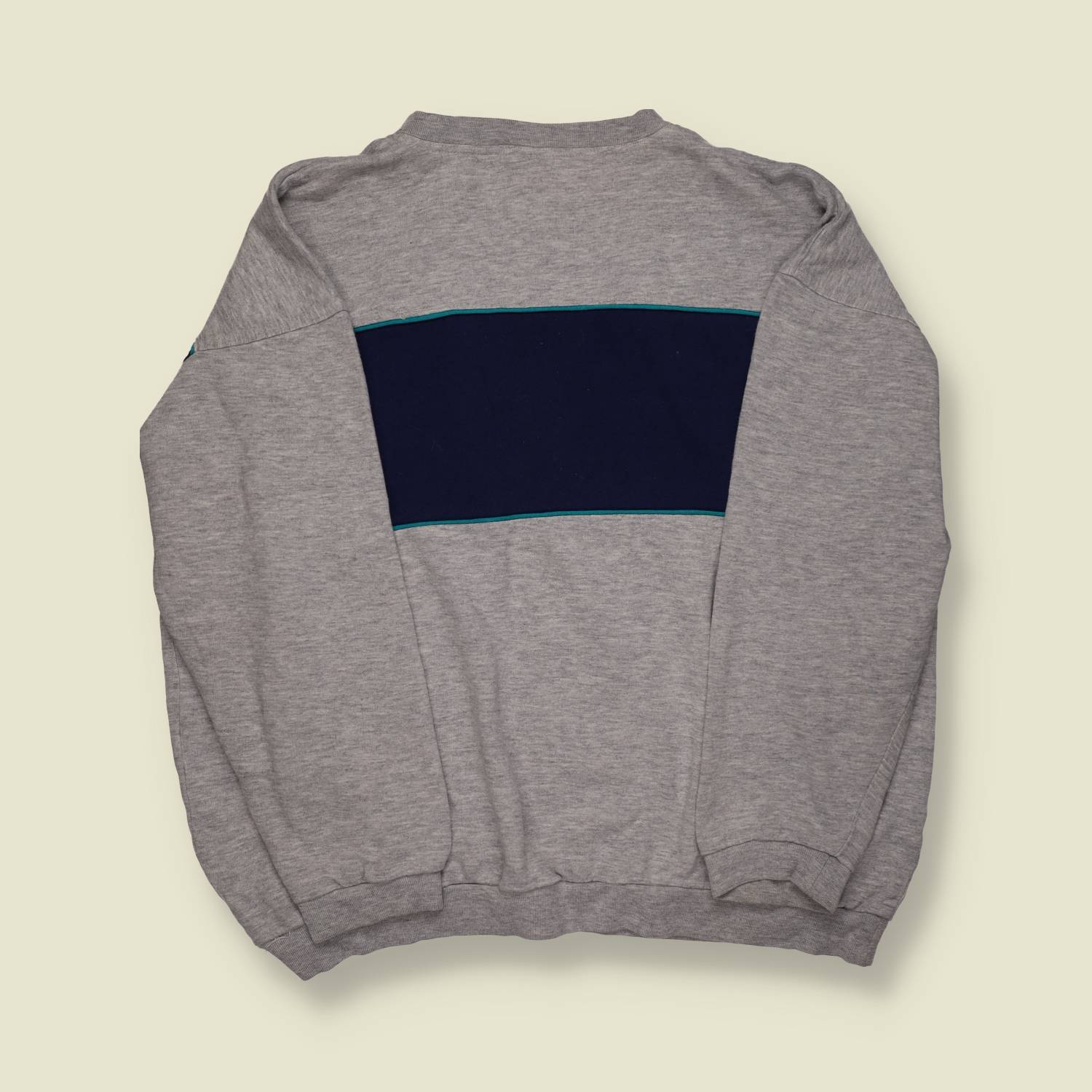 1990s | Puma | Panel Logo Sweatshirt – Grey/Navy/Teal - M/L