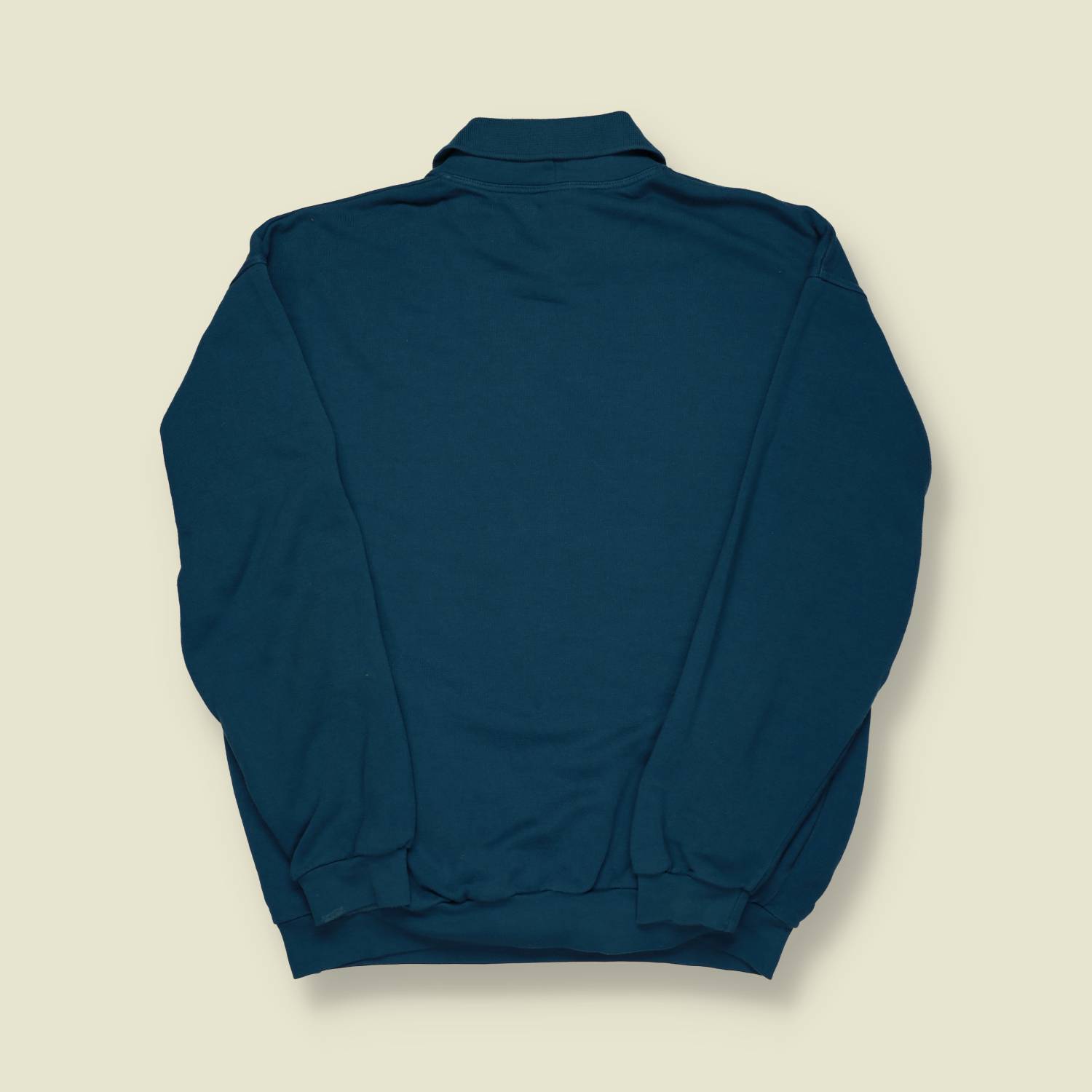1990s | Puma | Oversized Logo Rugby-Collar Sweatshirt – Teal/Navy - S