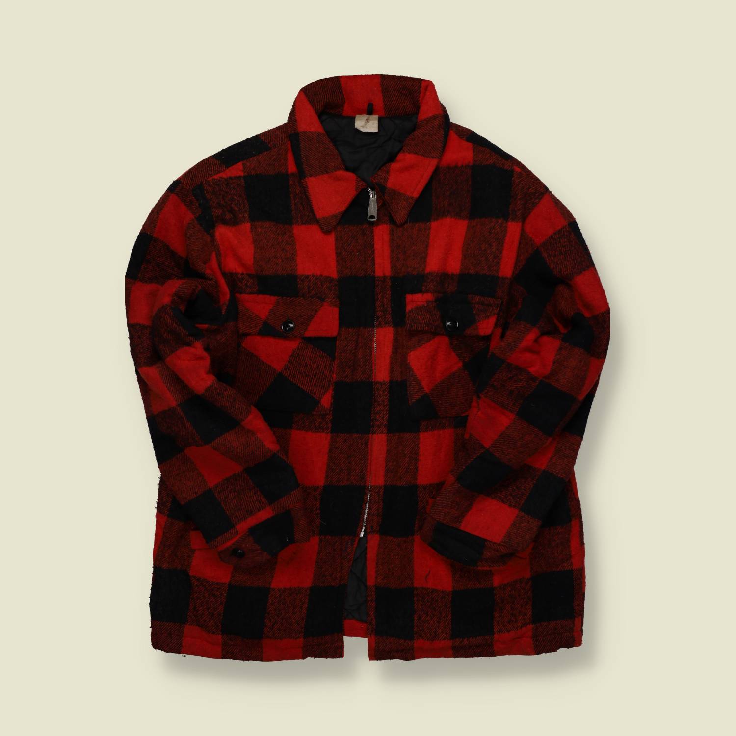 1960s | Unbranded | Buffalo Plaid Wool Hunting Jacket – Red/Black - M/L