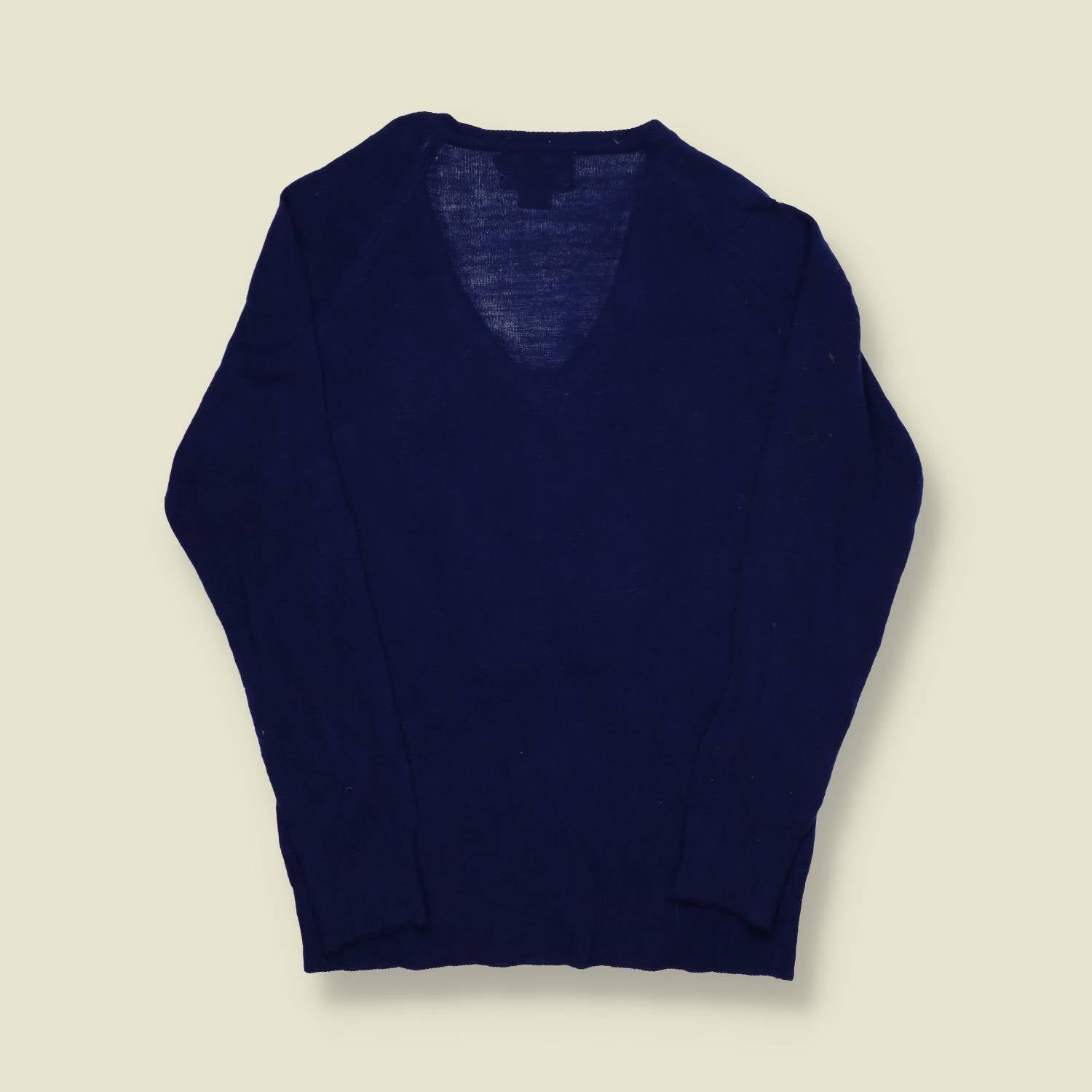 1980s–90s | Dayne Taylor | Varsity “W” Wool V-Neck Sweater – Navy/Gold - XS/S