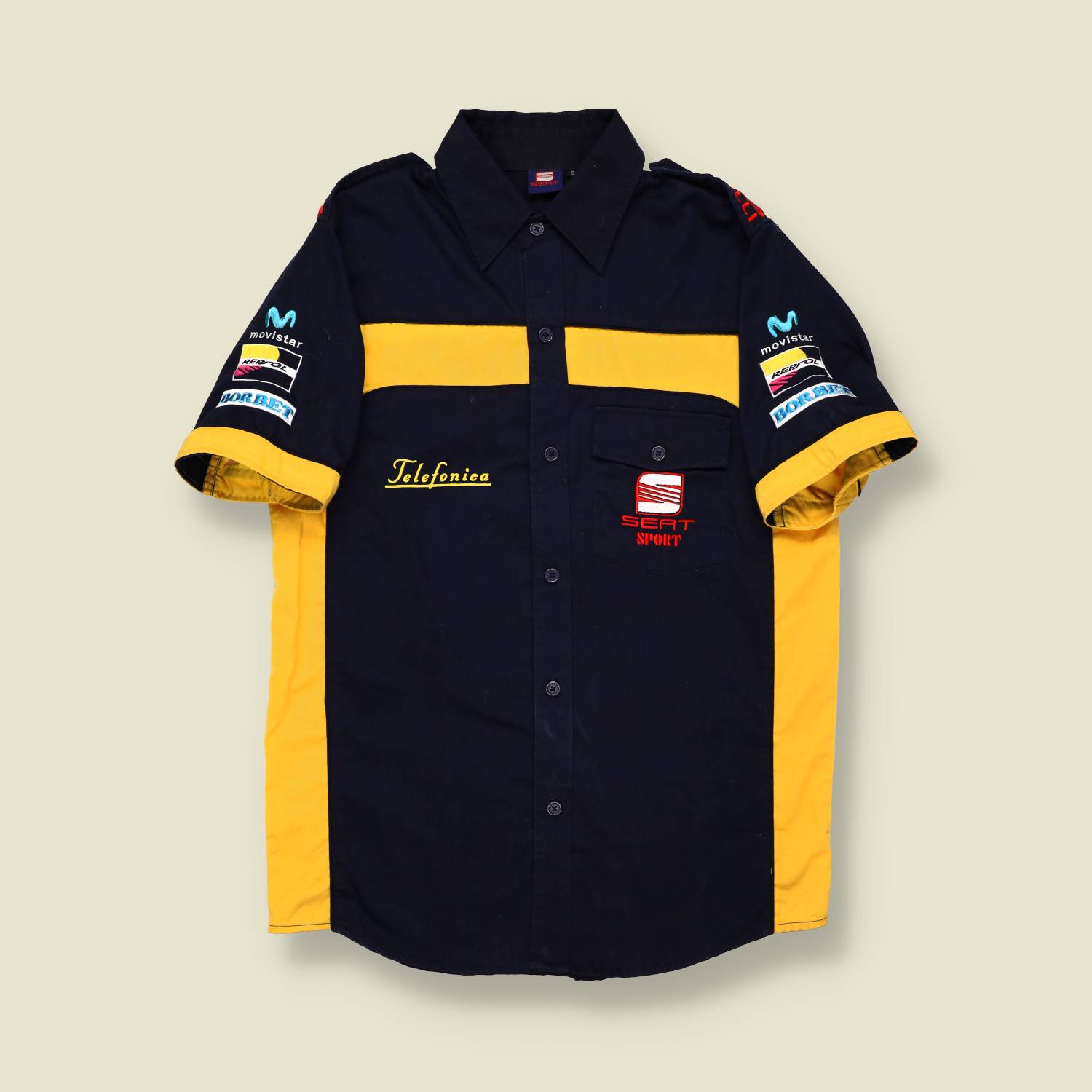 2000s | SEAT Sport | Team Racing Shirt – Navy & Yellow - S
