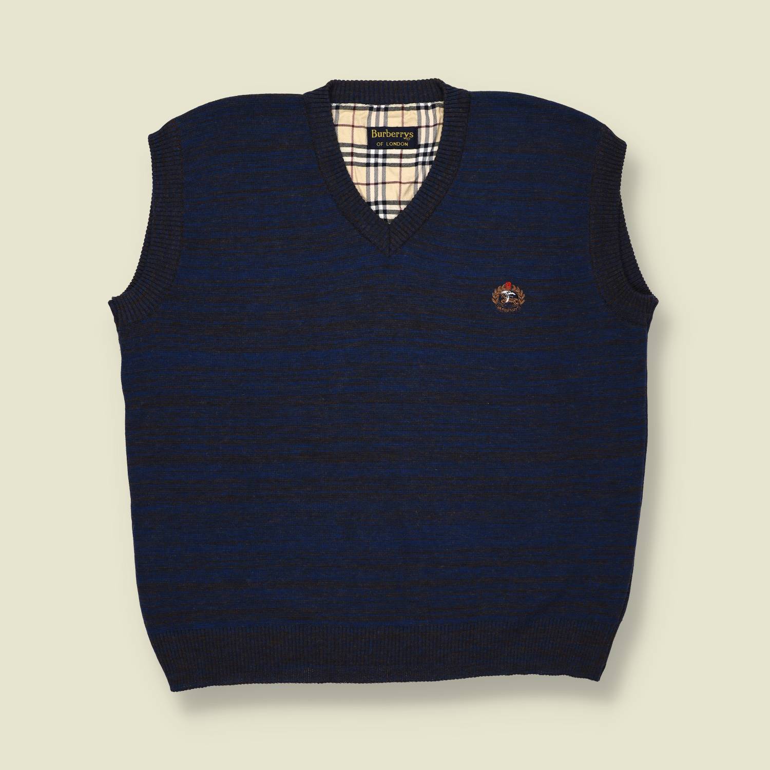 1990s | Burberrys of London | Wool Sweater Vest – Navy - L