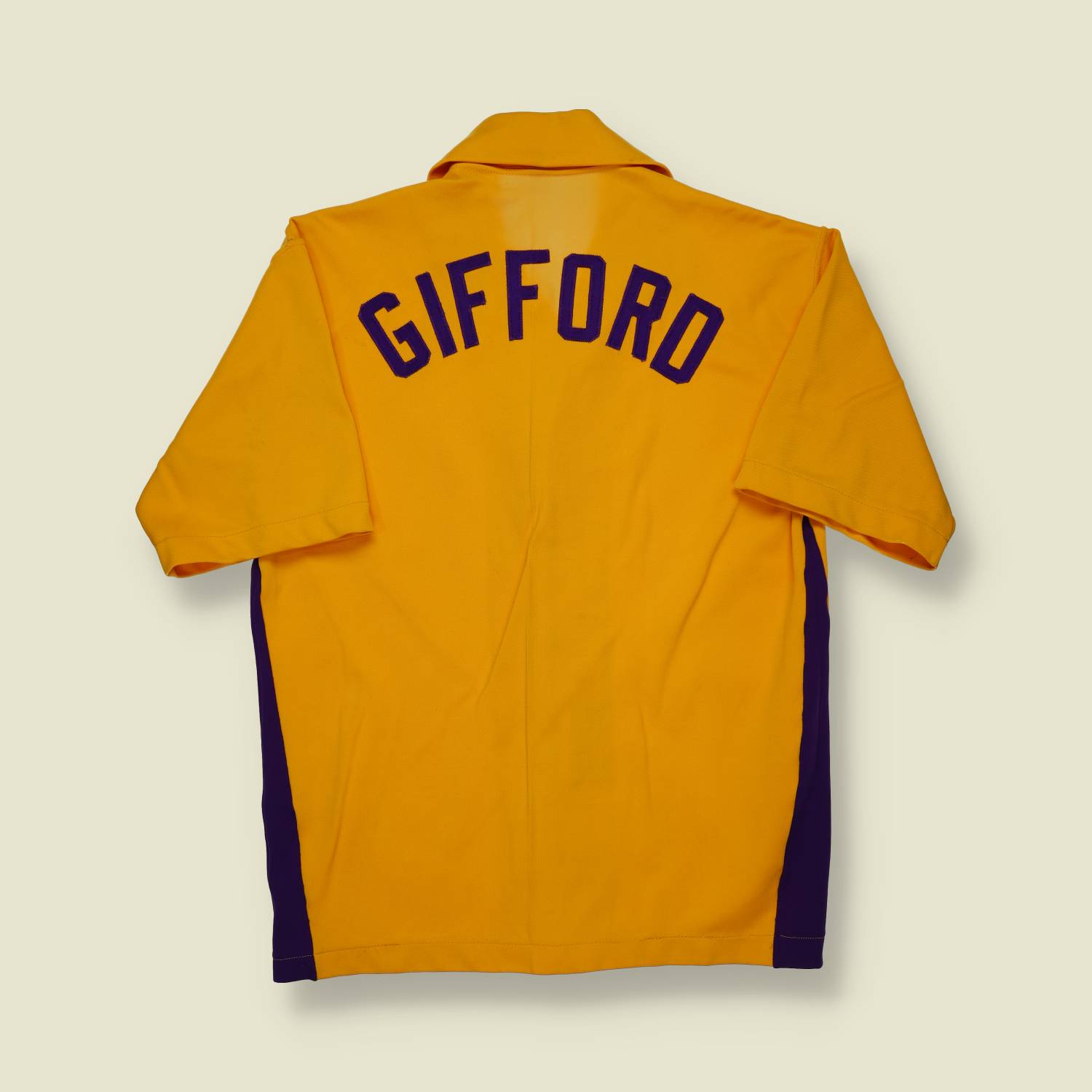 1970s | Gifford Team | Chainstitch Bowling Shirt – Gold & Navy - S