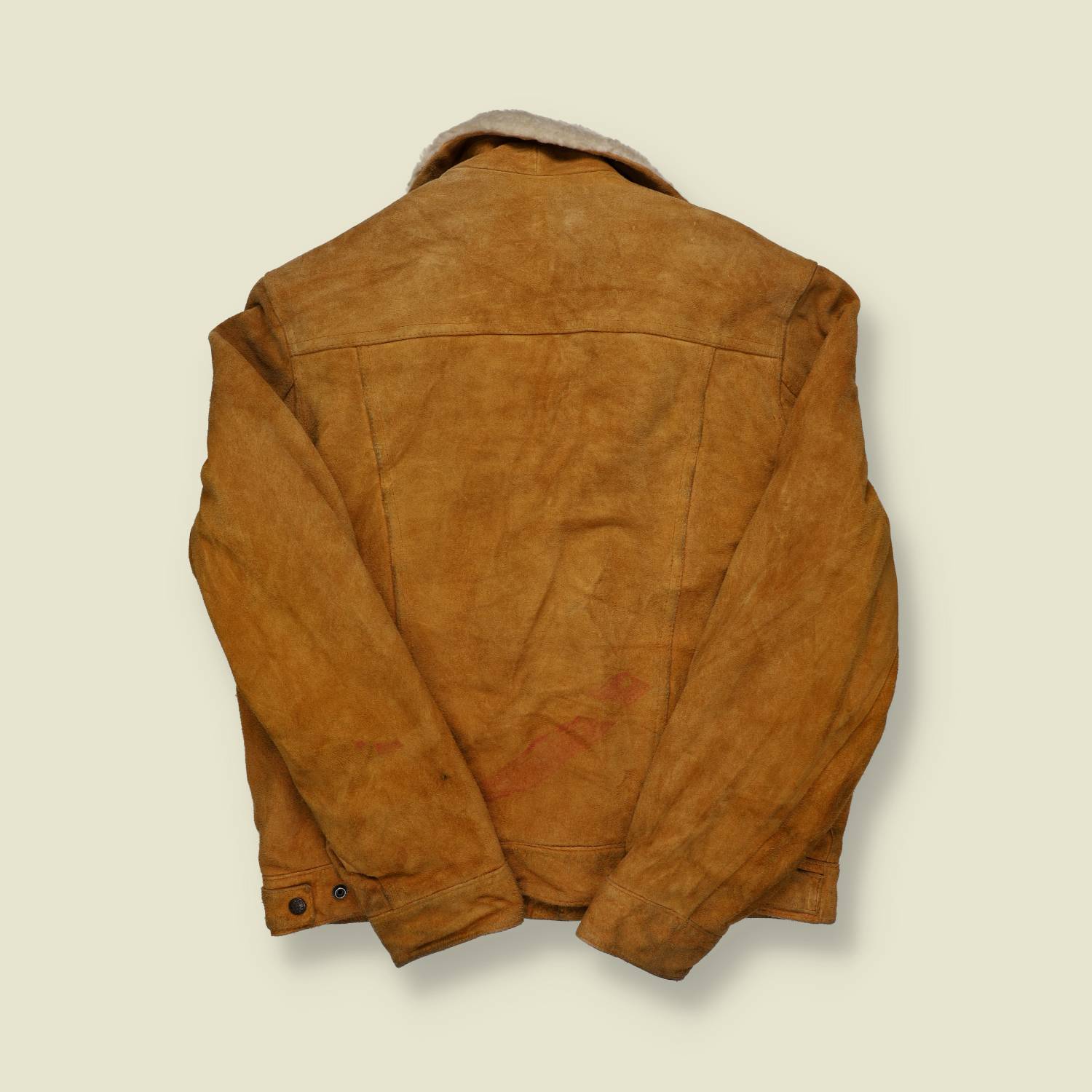 1970s | Chess King | Sherpa-Lined Suede Trucker Jacket – Tan - M