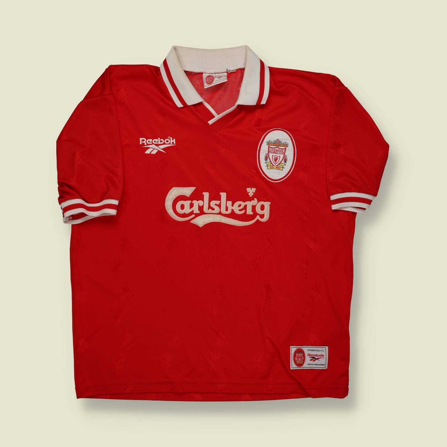 1996–1998 | Reebok | Liverpool F.C. Home Shirt – “Carlsberg” Sponsor - L