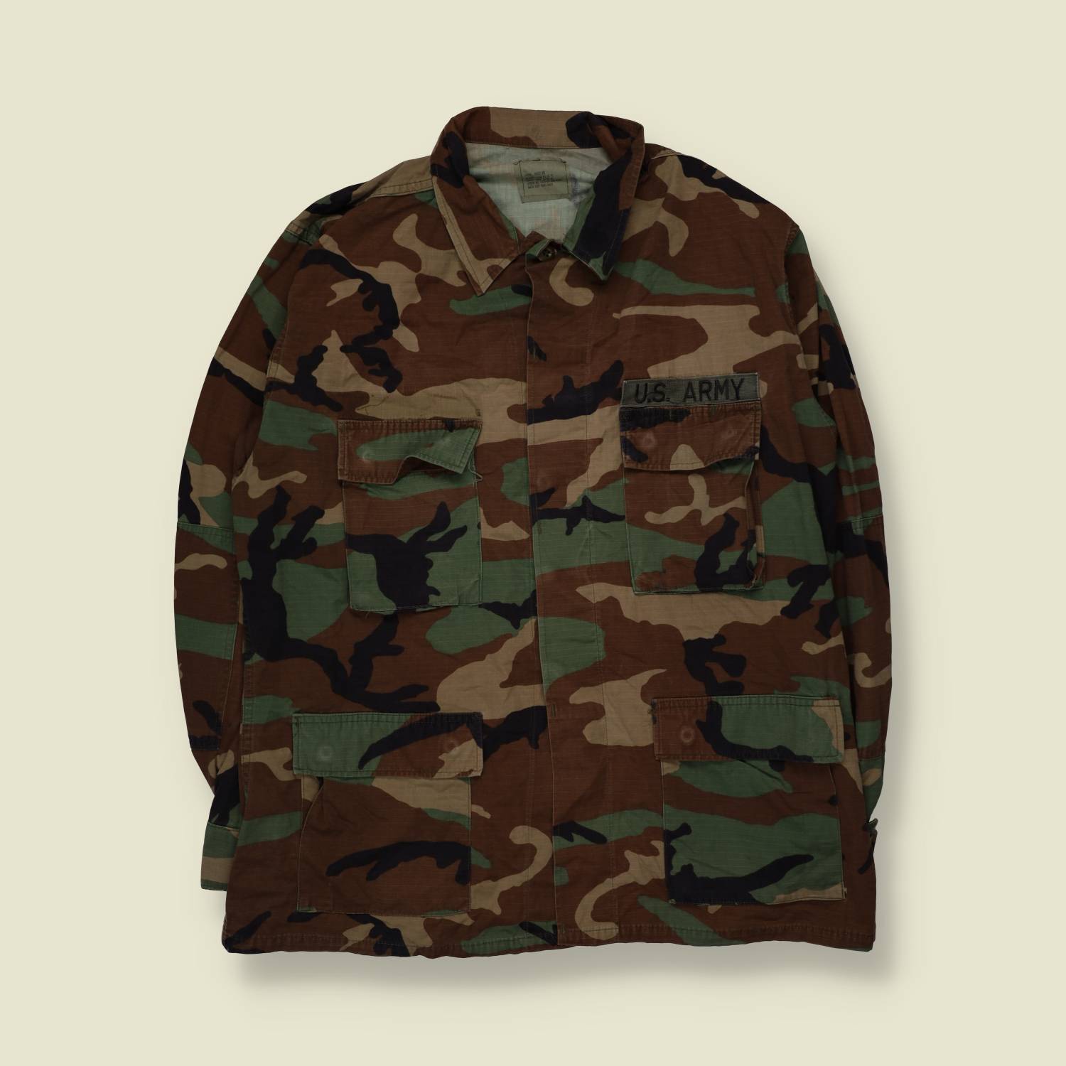 1980s–1990s U.S. Army | Woodland BDU Shirt | Camouflage - L