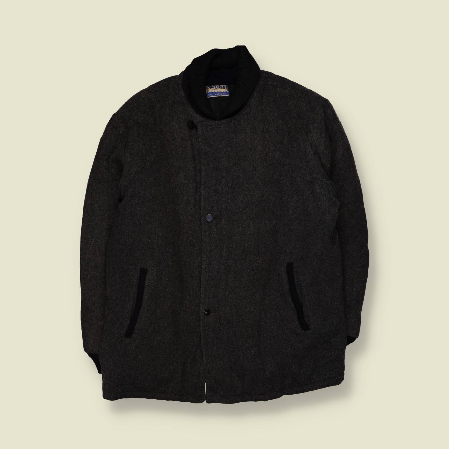 1950s–1960s Windbreaker | Wool Jacket | Charcoal - XL