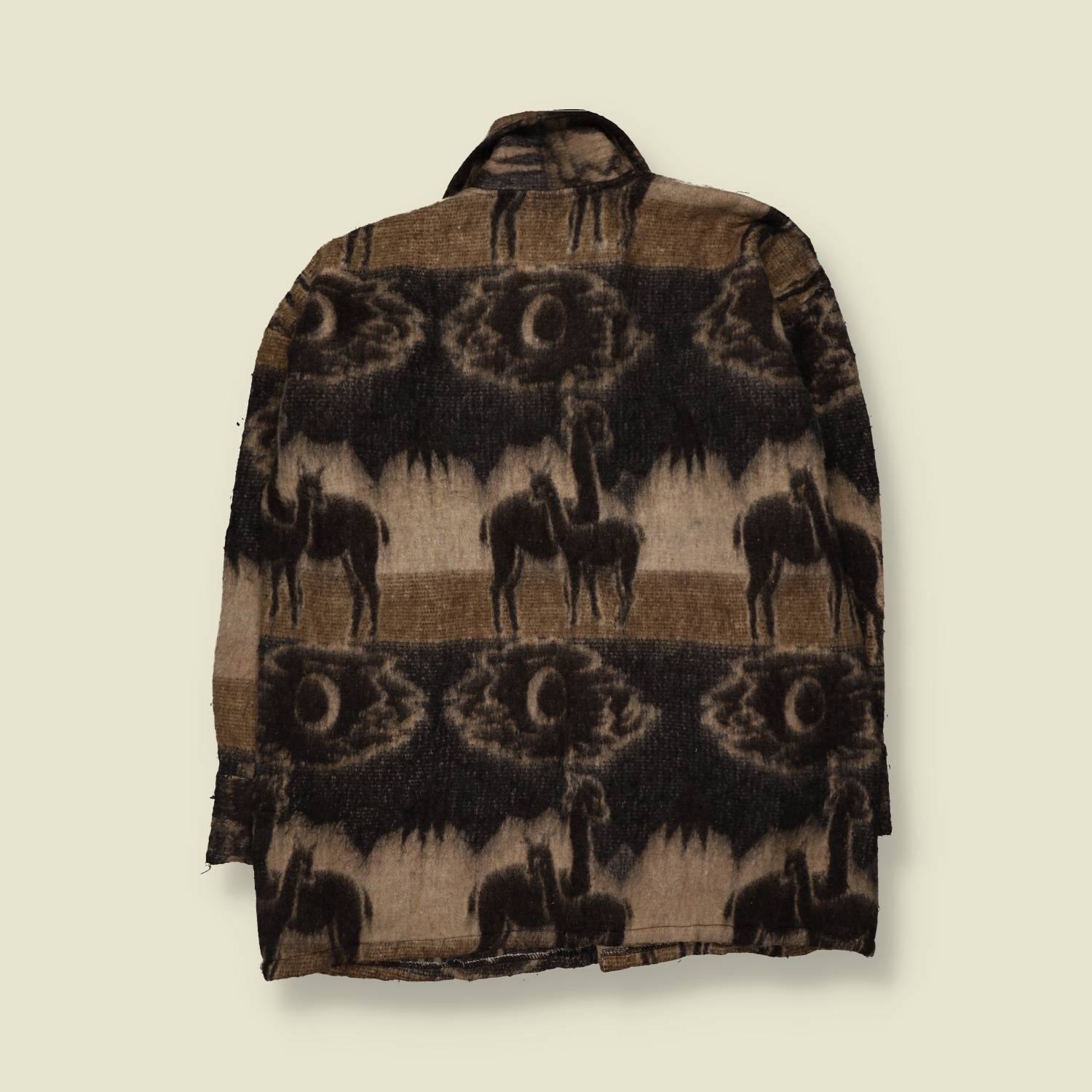 1970s | Llama Print Coat | Brown - 2XL