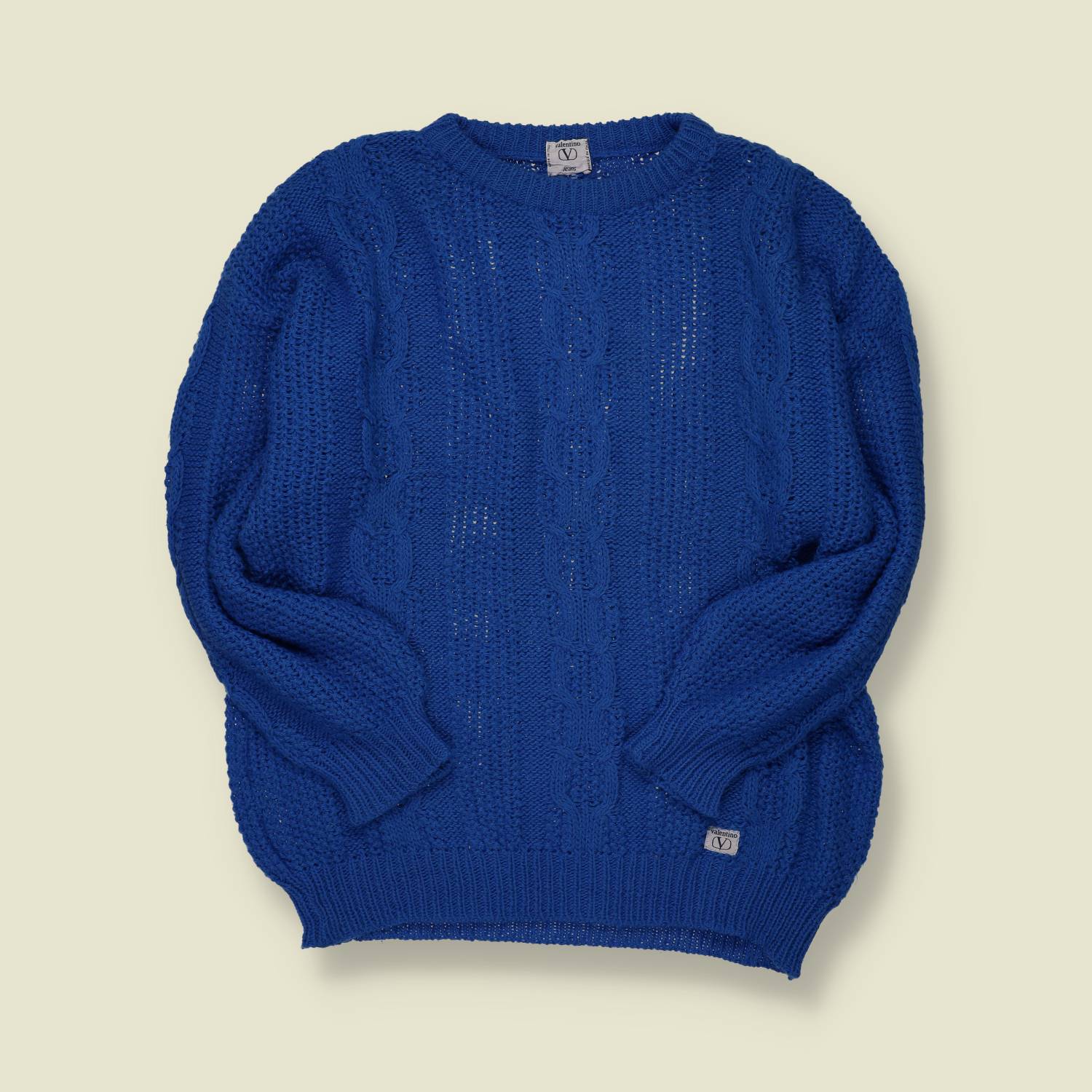 1980s/1990s | Valentino | Royal Blue Cable-Knit Jumper - M/L