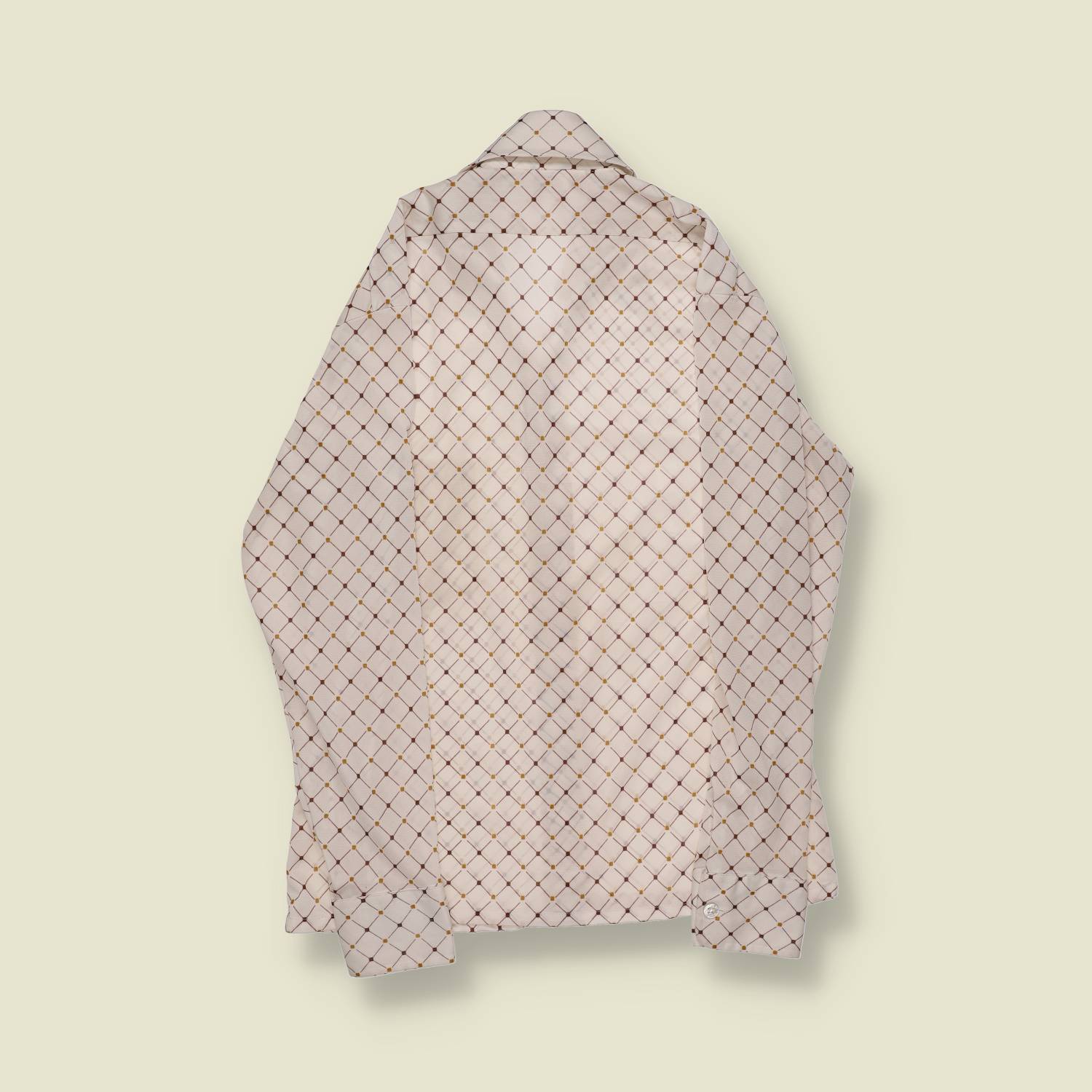 1970s | Parianai | Geometric Print Disco Shirt – Cream/Gold - XS