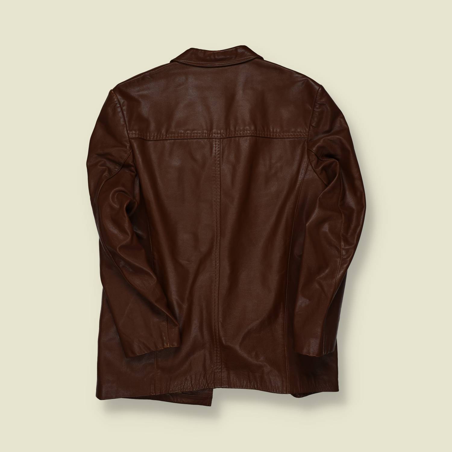 1970s | Unbranded | Brown Leather Car Coat - S