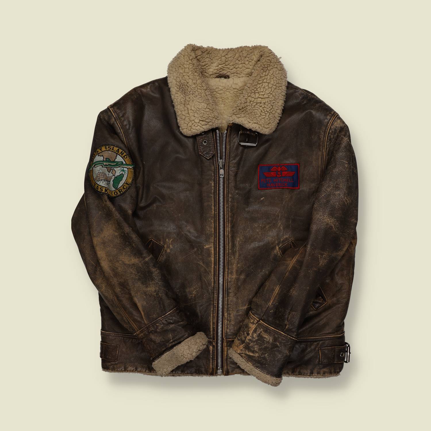 1980s Reproduction | Maverick Top Gun-Style Shearling Leather Jacket - M