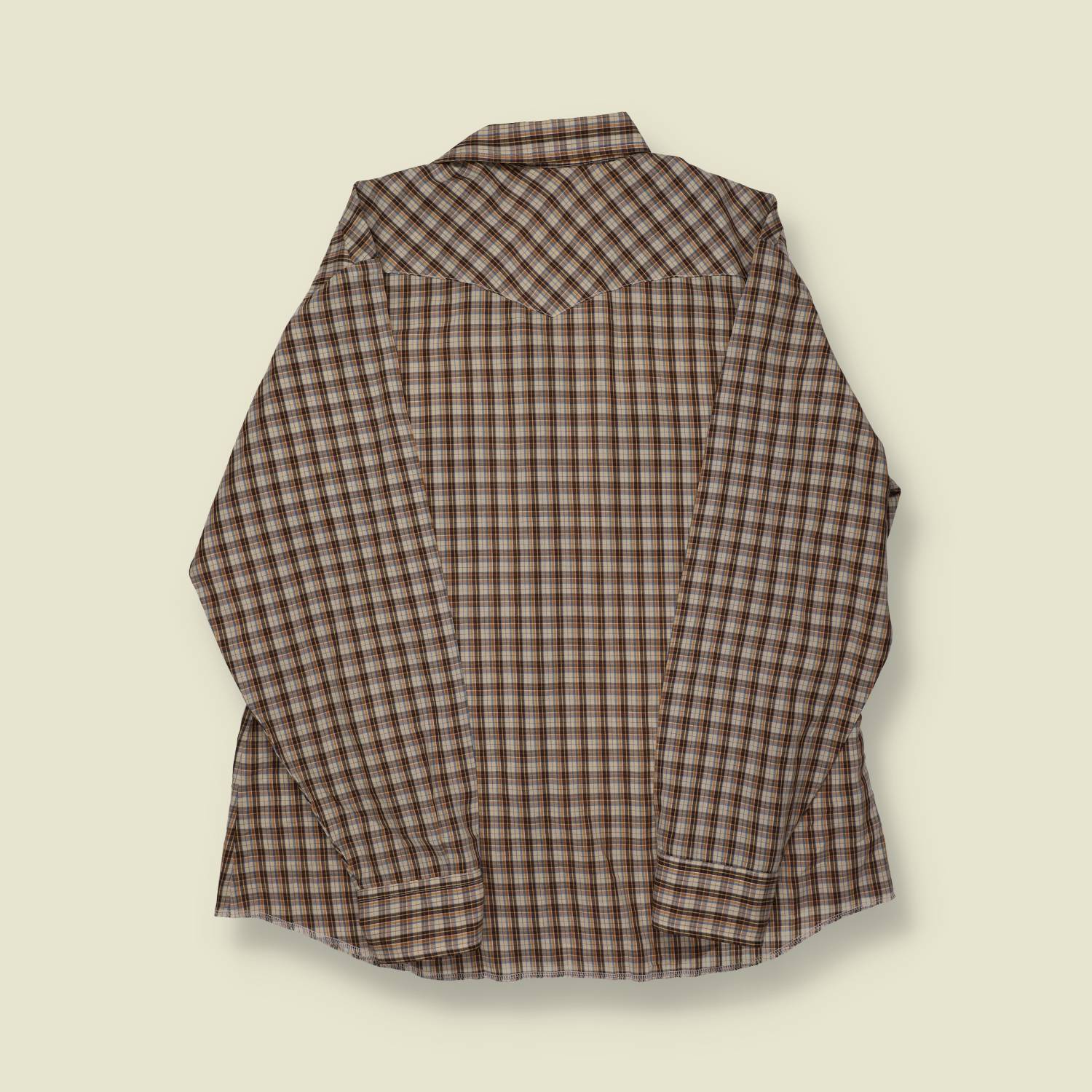 1970s | Wrangler Western | Brown Check Snap Shirt - S/M