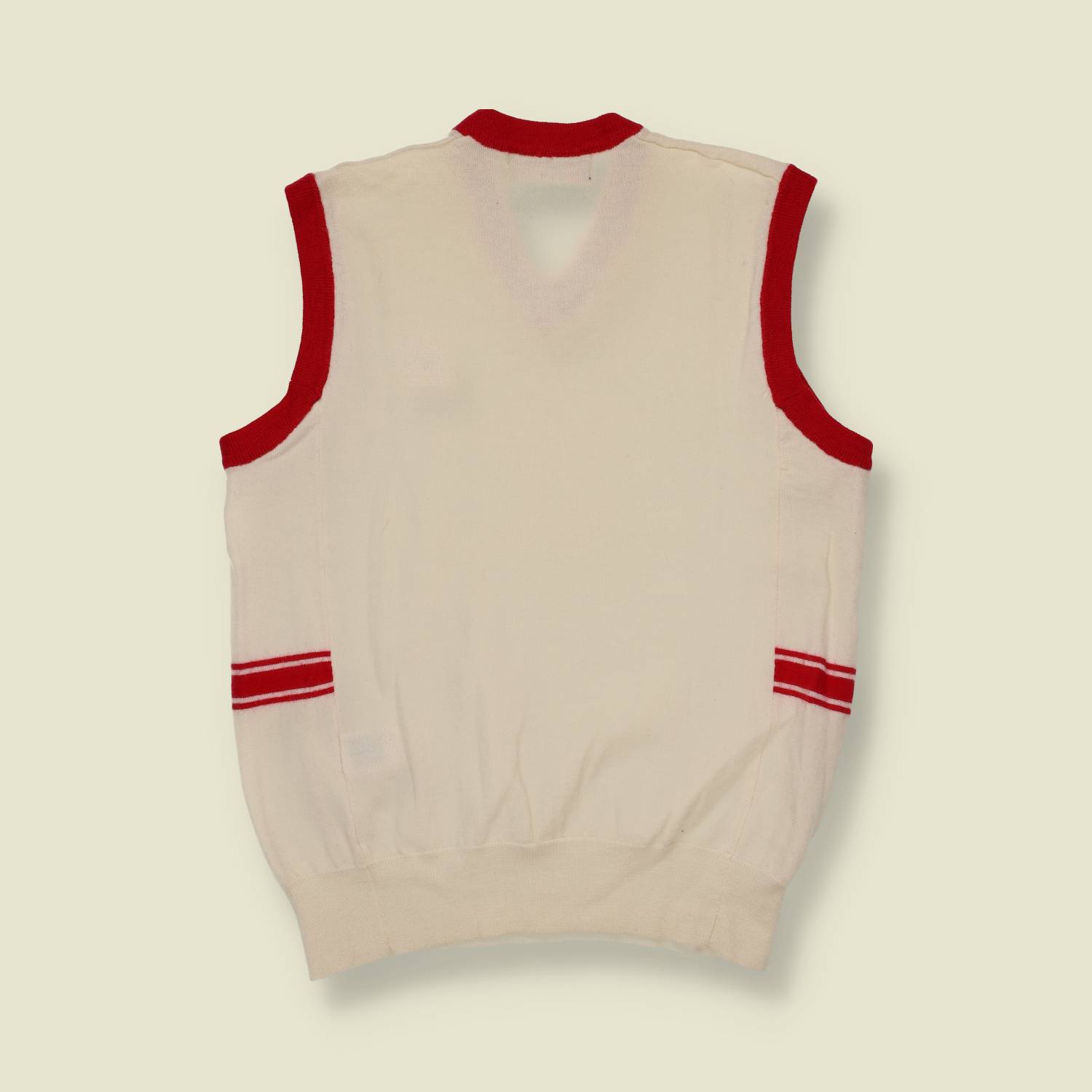 1980s | Fila White Line | Tennis Knit Vest – Cream/Red - S