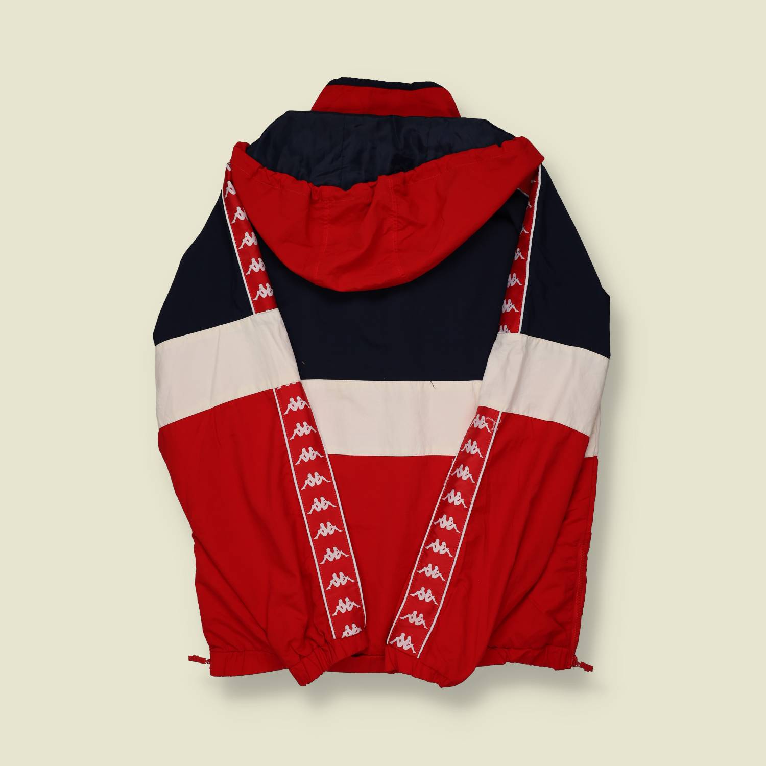 2000s | Kappa | Colour-Block 1/2-Zip Track Jacket – Navy/White/Red - M/L