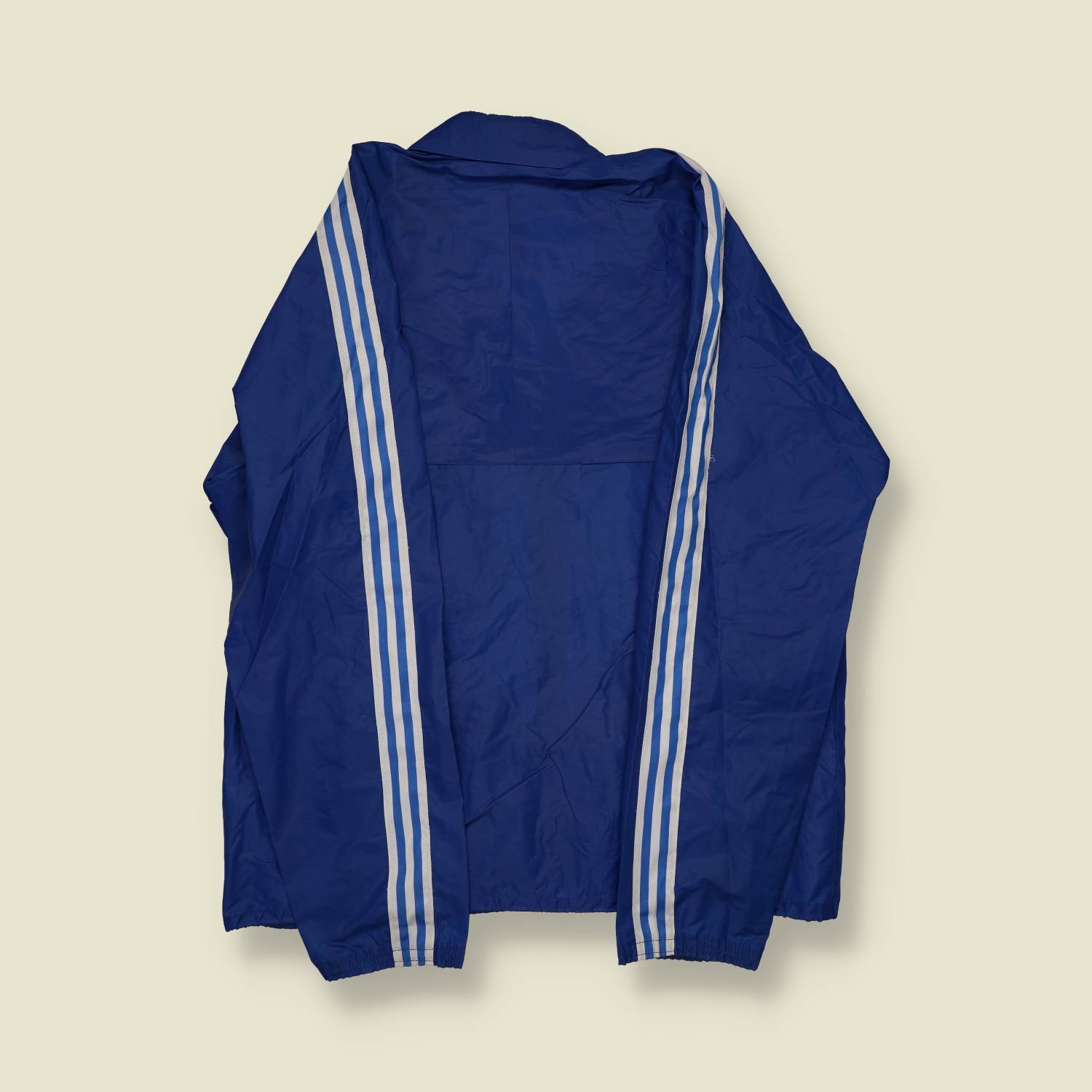 1980s | Adidas | Made-in-France 3-Stripe Windbreaker – Blue/White - S
