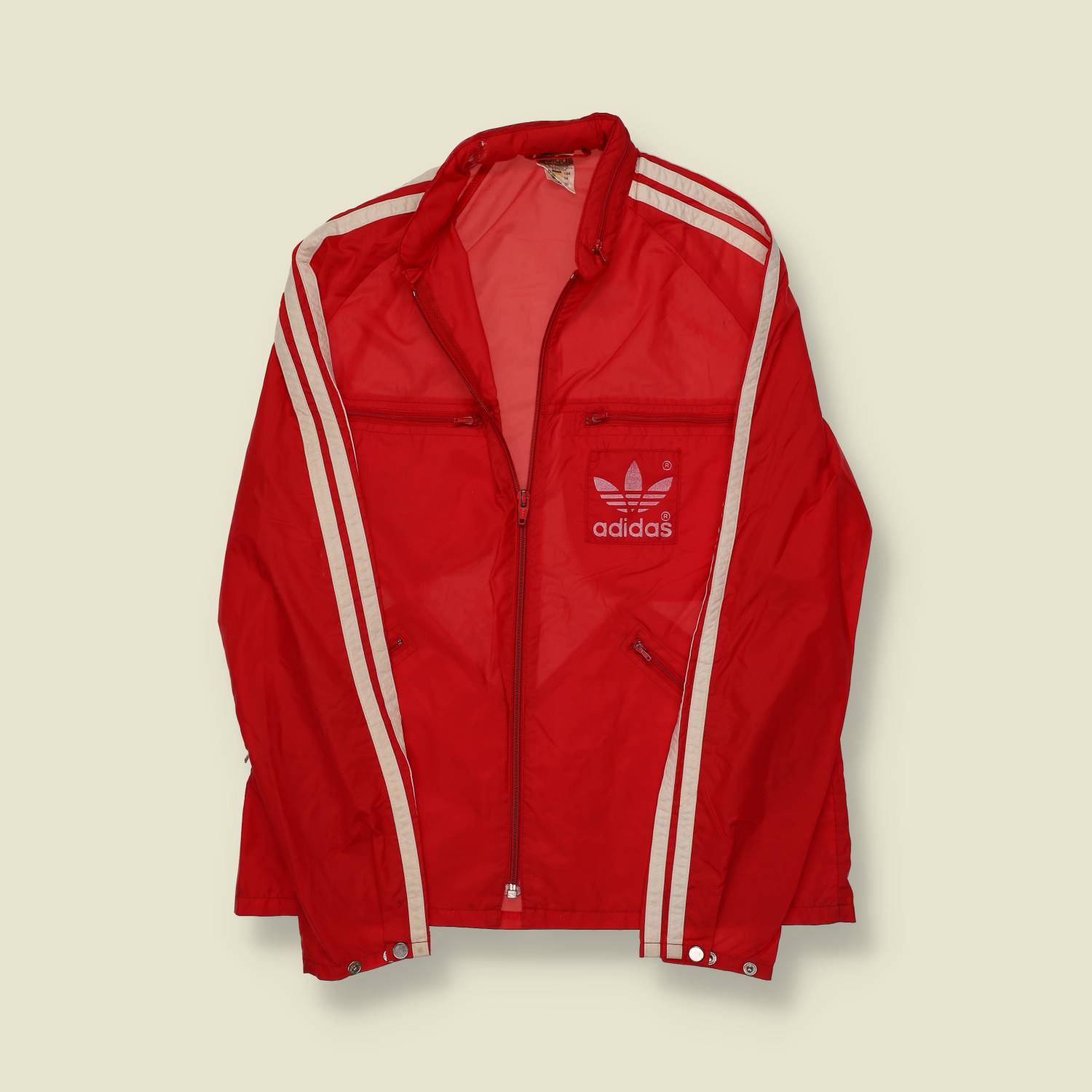 1970s/1980s | Adidas | 3-Stripe Windbreaker – Red/White - XS/S