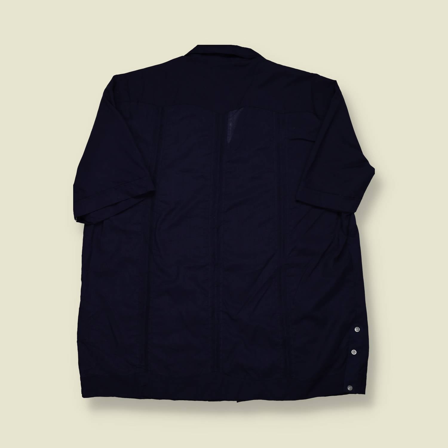 1980s | Authentica | Guayabera Shirt – Navy/White - XL