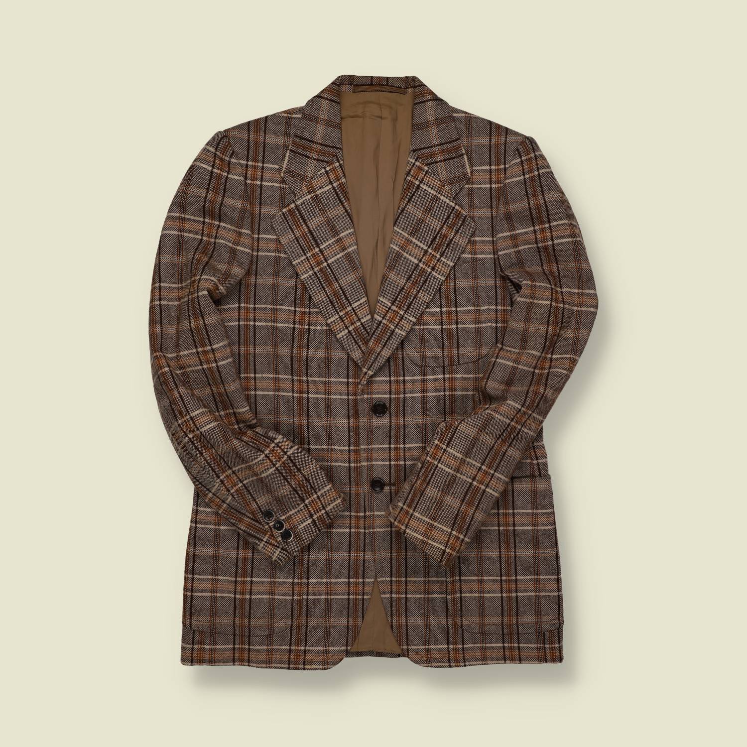 1970s | Unbranded | Wool Check Blazer – Brown/Tan - XS