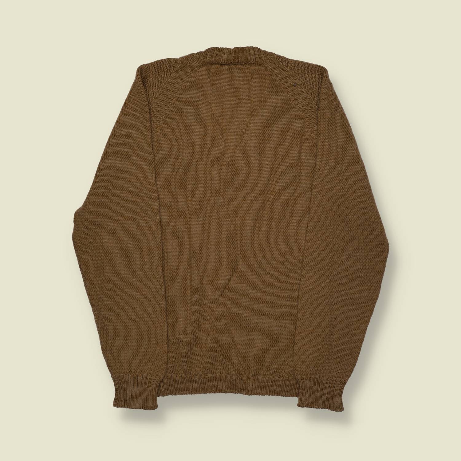 1960s | Harris | V-Neck Wool Sweater – Olive - S