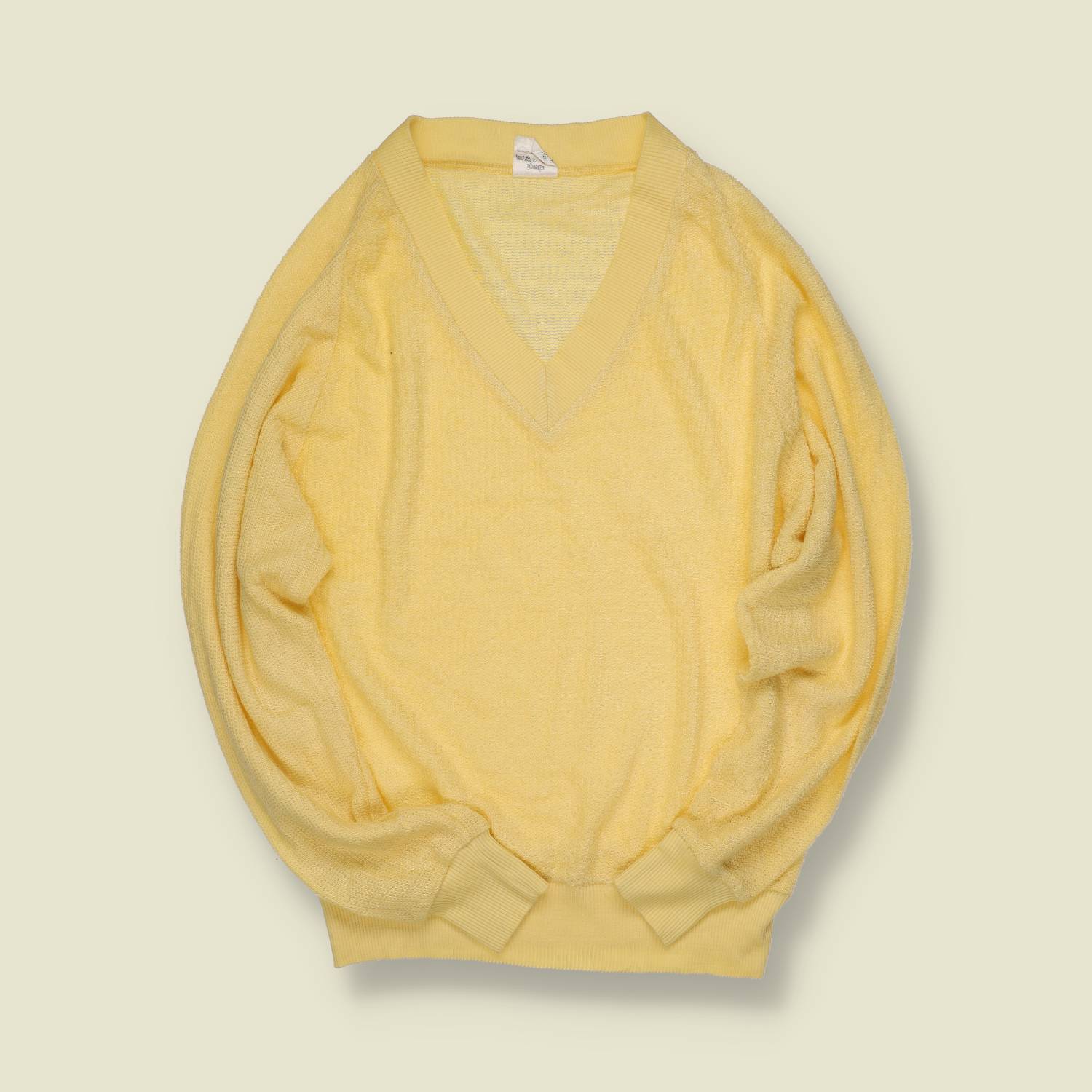1970s | Sergo Di Laven | V-Neck Knit – Pale Yellow - S