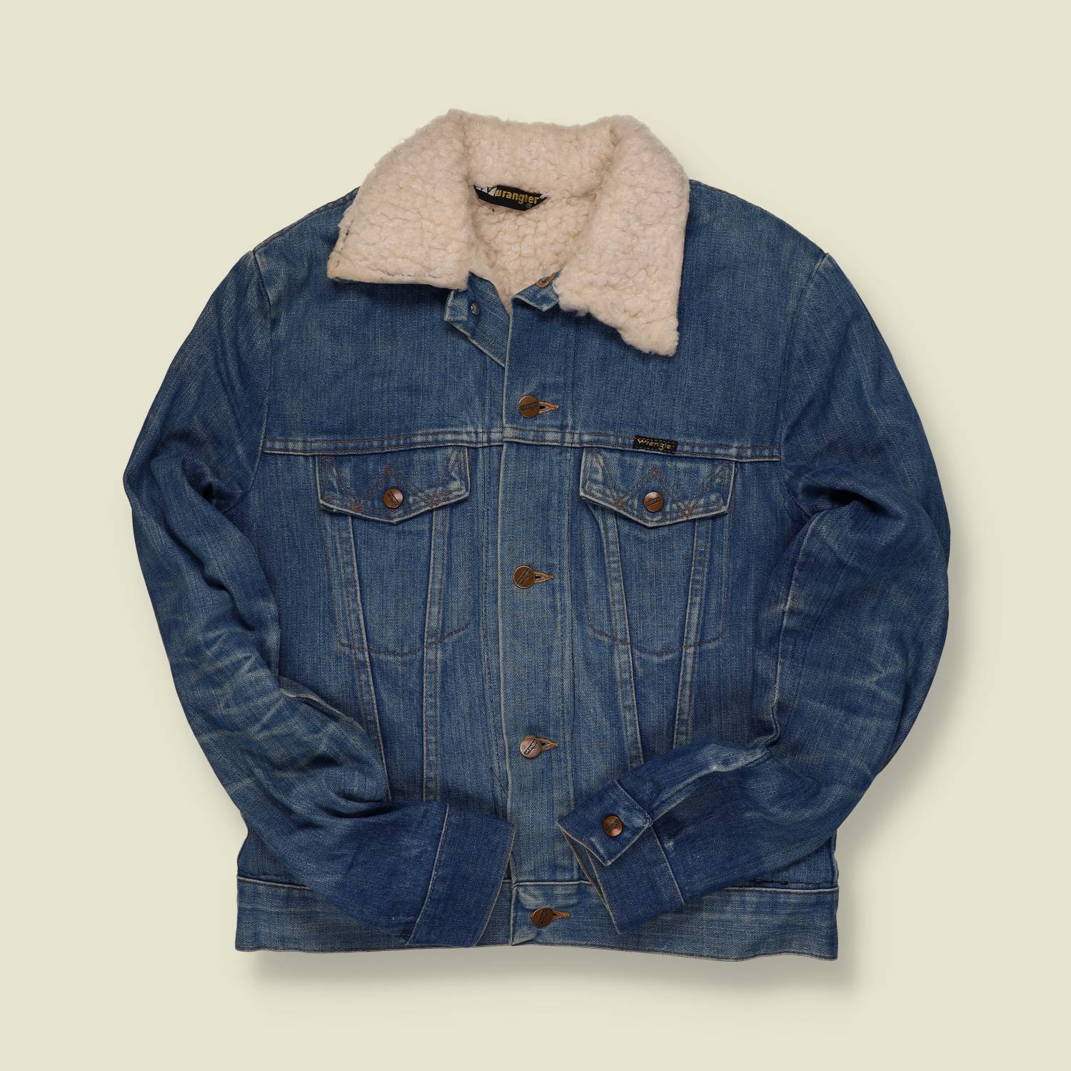 1970s | Wrangler | Sherpa-Lined Denim Jacket – Mid Wash - XS