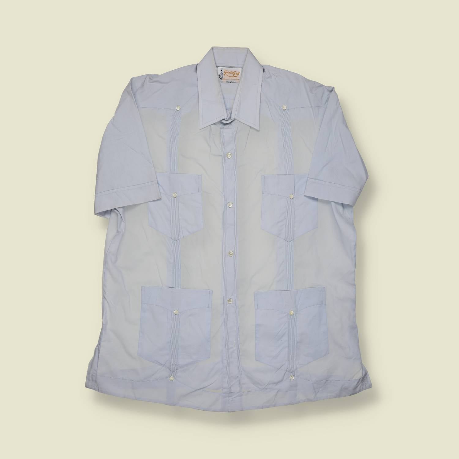 1980s | Ramón Puig | Guayabera Shirt – Pale Blue - L