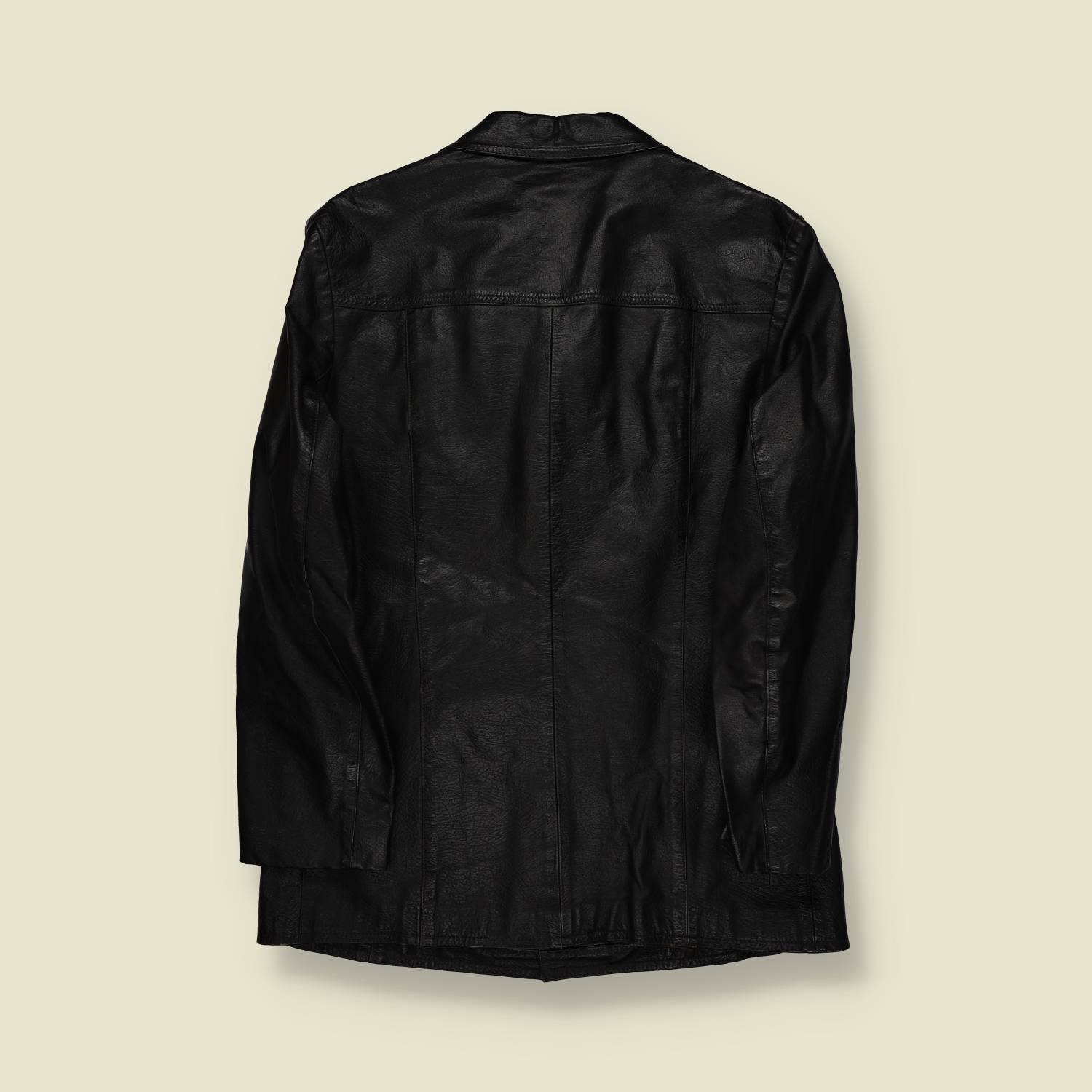 1960s–1970s | Unbranded | Black Leather Car Coat - S